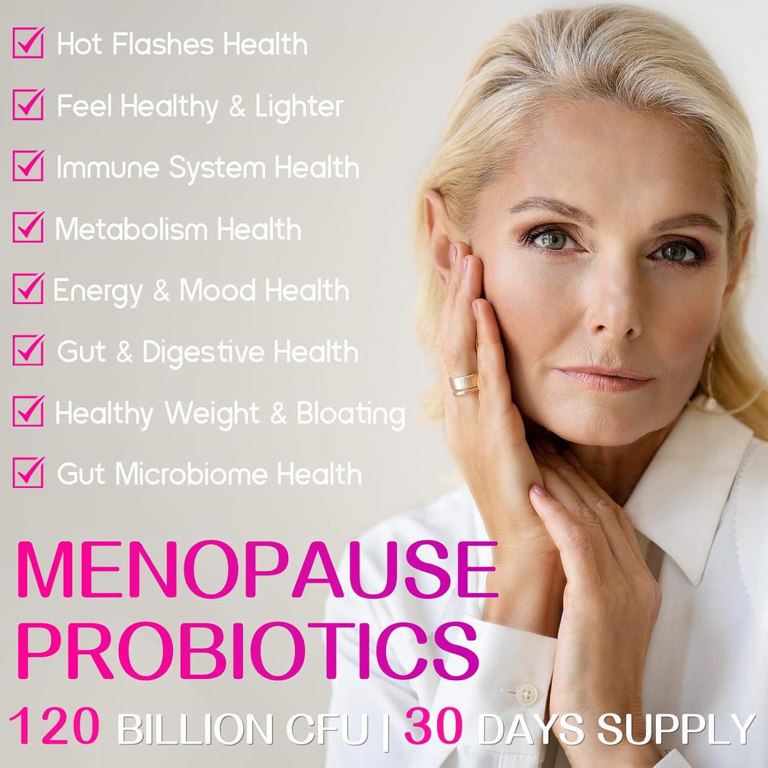 Menopause Relief Supplement with 120 Billion CFUs Probiotics & 13-in-1 Herbs Complex - 60 Capsules