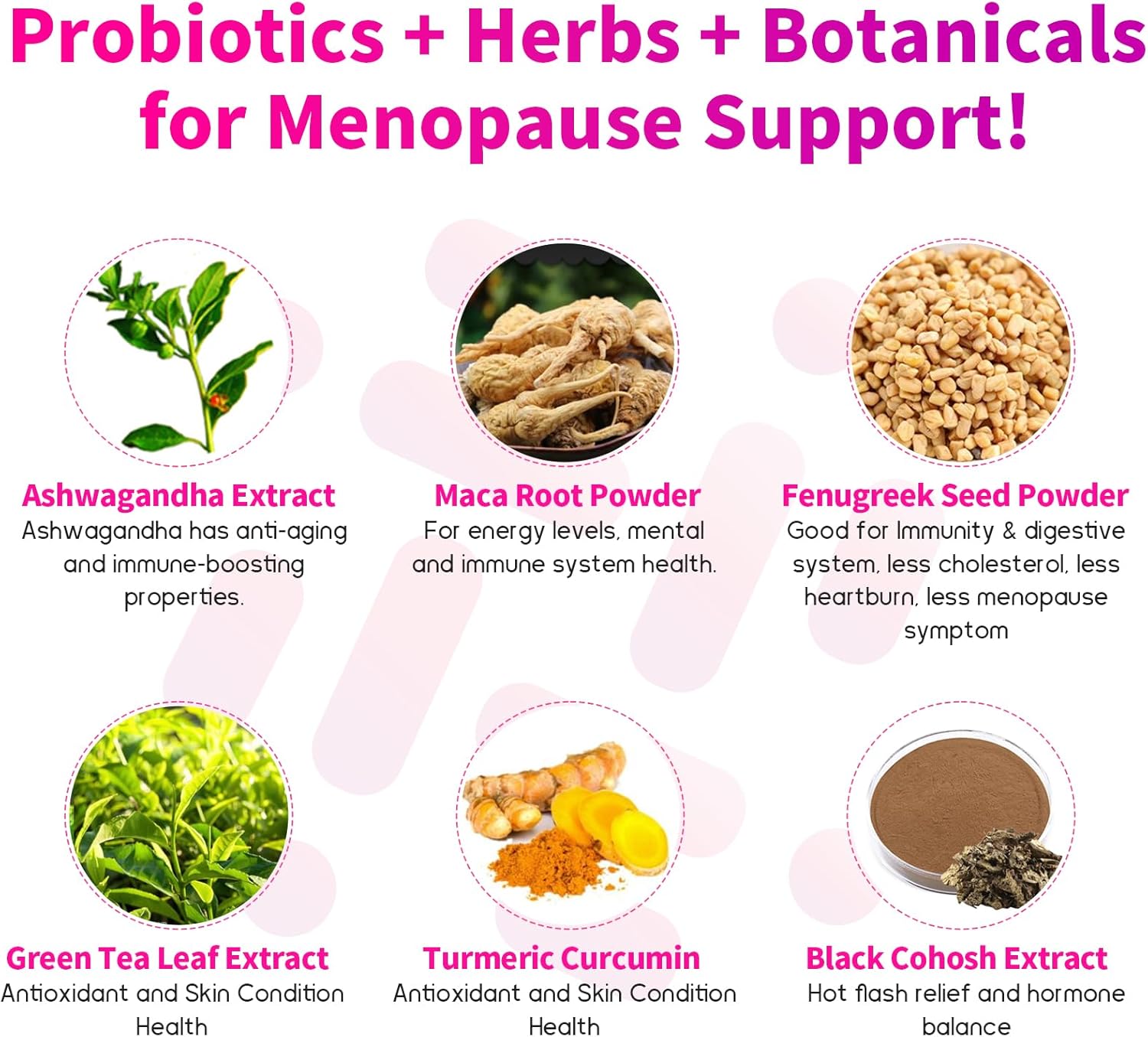 Menopause Relief Supplement with 120 Billion CFUs Probiotics & 13-in-1 Herbs Complex - 60 Capsules