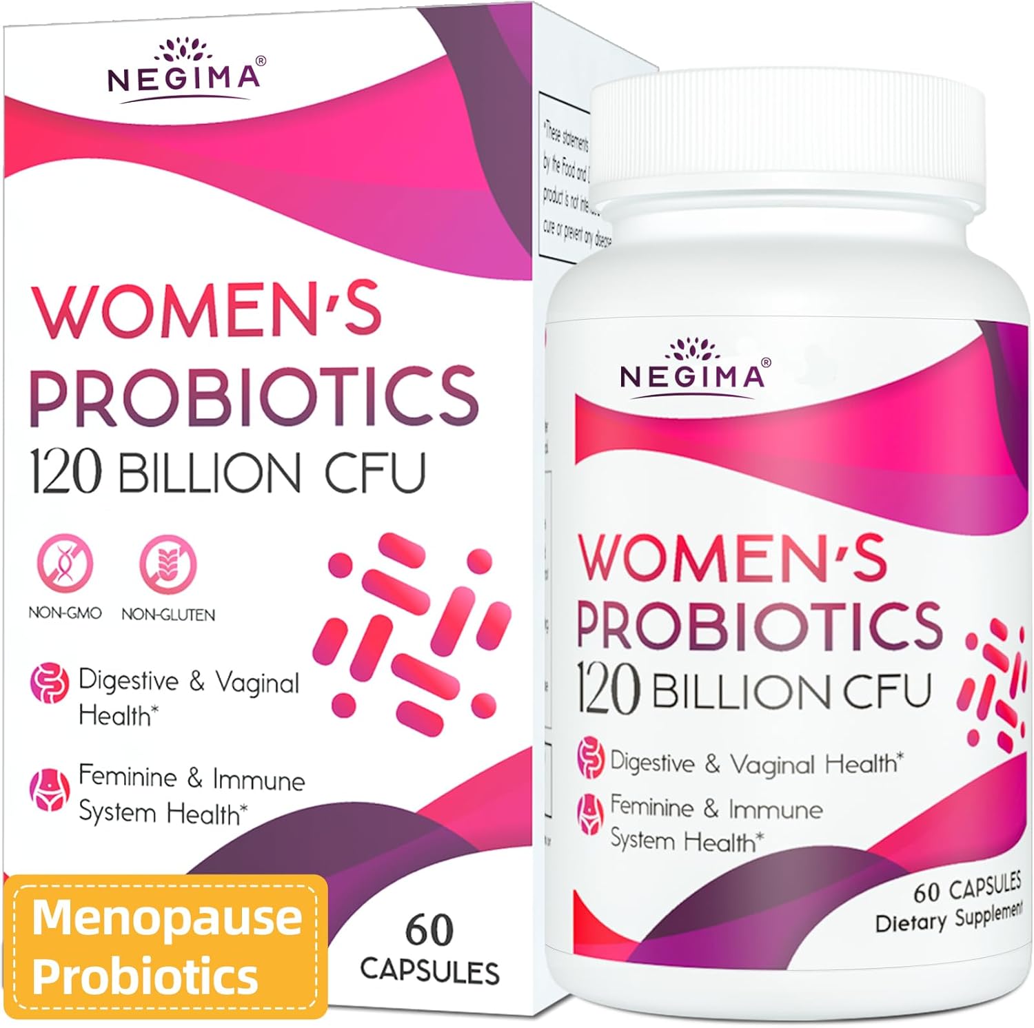 Menopause Relief Supplement with 120 Billion CFUs Probiotics & 13-in-1 Herbs Complex - 60 Capsules