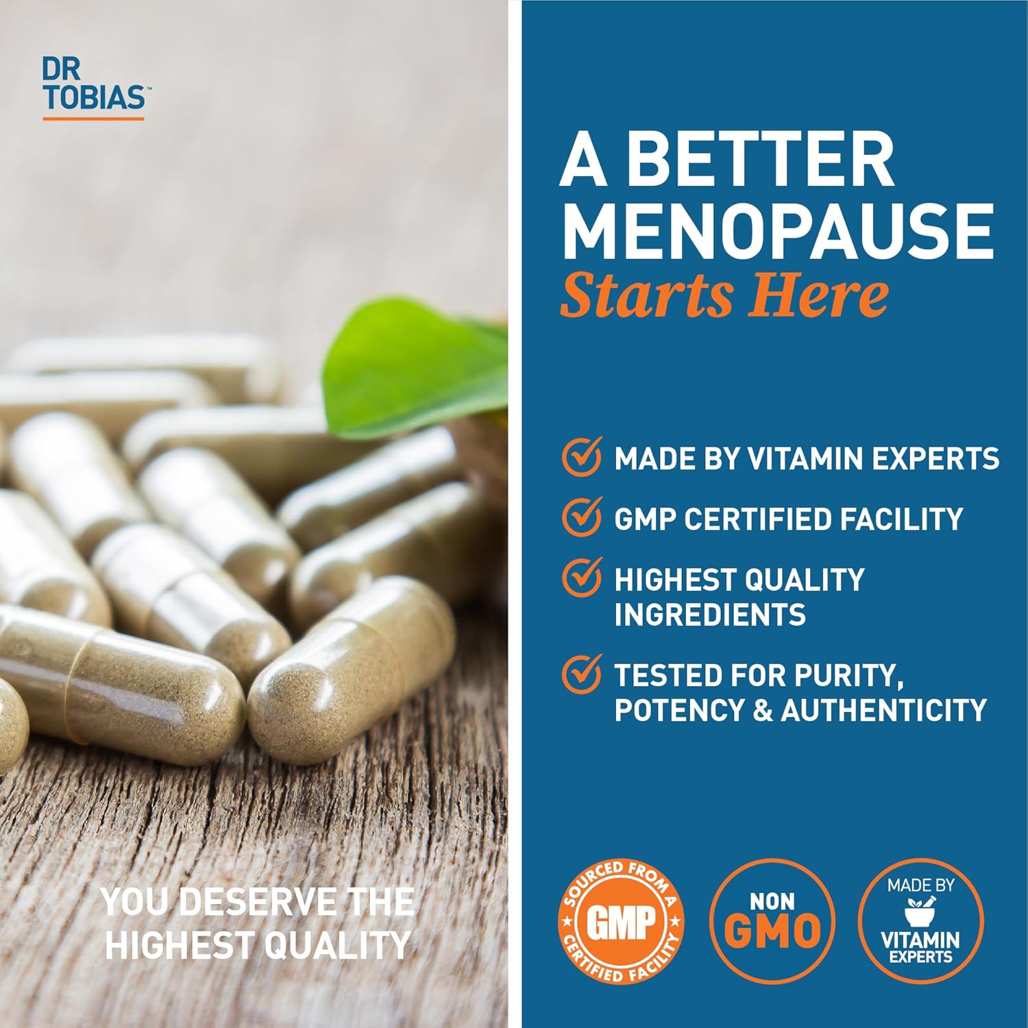 Menopause Relief Supplement with Black Cohosh, Soy Isoflavones, Don Quai - Hot Flash & Night Sweats Relief - Non-GMO Women's Menopause Supplements, 60 Capsules