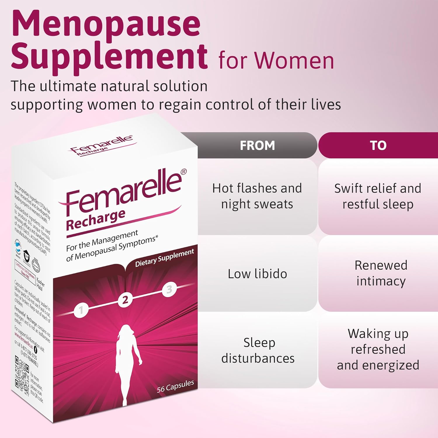 Menopause Relief Supplements for Women - Hot Flashes, Night Sweats, Sleep Support - Non Hormonal Vitamins for Hormone Balance - 1 Month Supply