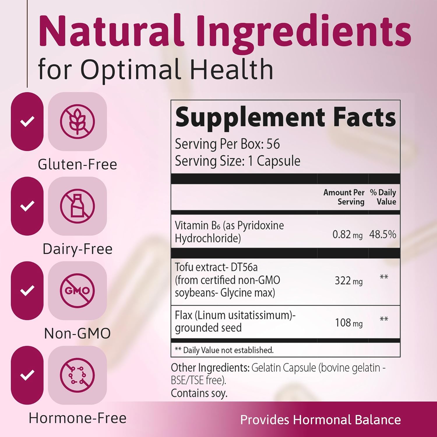 Menopause Relief Supplements for Women - Hot Flashes, Night Sweats, Sleep Support - Non Hormonal Vitamins for Hormone Balance - 1 Month Supply