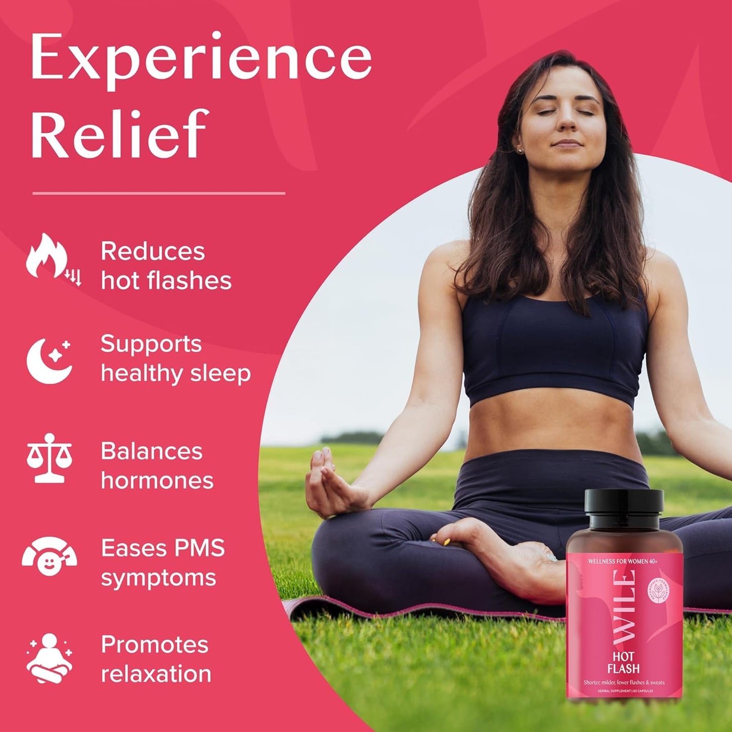 Menopause Relief Supplements for Women - Kudzu Root for Hot Flashes & Night Sweats - Premenopause Support for Stress & Hormone Balance - 30 Servings