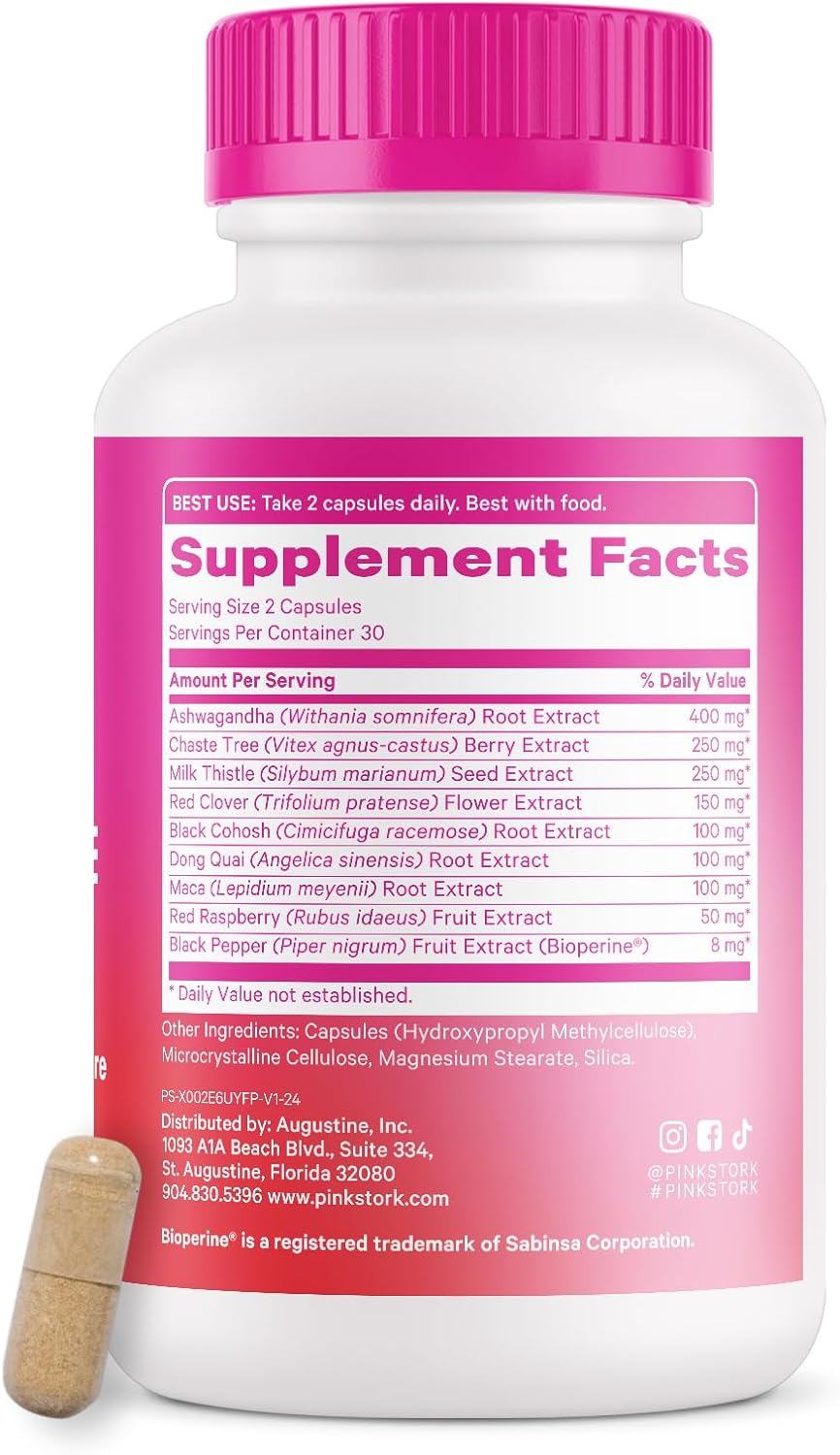 Menopause Relief Supplements for Women - Natural Herbs for Hormone Balance and Hot Flashes - Ashwagandha, Maca, Black Cohosh - 60 Capsules