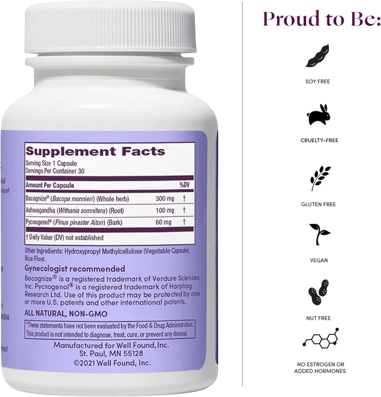 Menopause Relief Supplements for Women - Natural Support for Hot Flashes, Night Sweats, Vaginal Dryness, Brain Fog & Mood - Hormone & Estrogen-Free - 30 Capsules