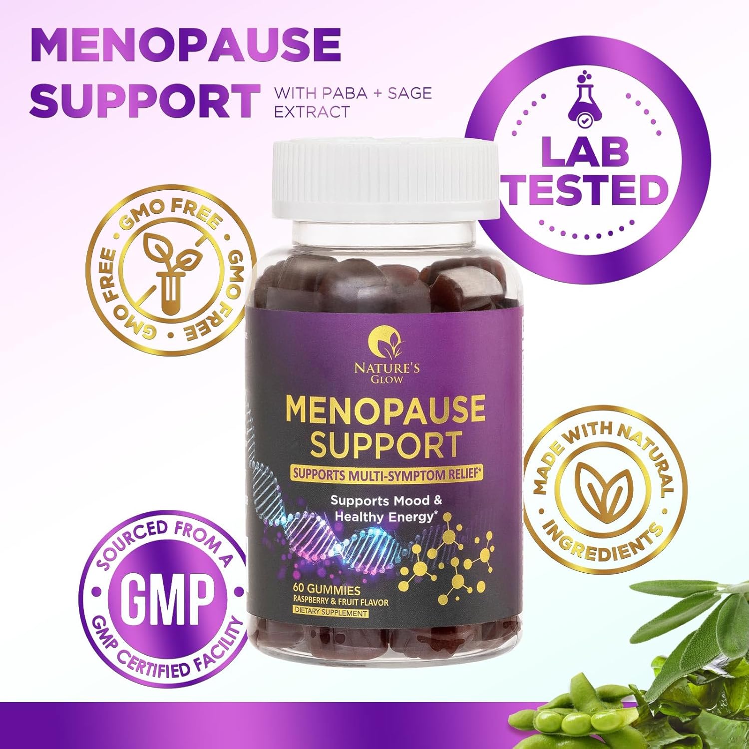 Menopause Relief Vitamin Gummies for Women - Natural Menopause Support for Hot Flashes, Night Sweats, and Energy - Non-GMO & Gluten Free - 60 Gummies