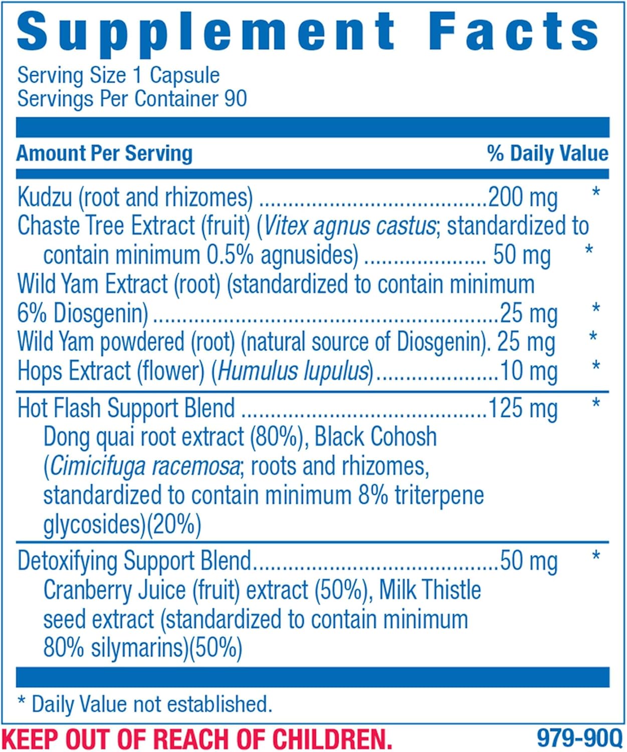 Menopause Supplement for Women - Clinical Formula with Dong Quai, Vitex & Black Cohosh - Hot Flash Relief - Mood Support - 1 Capsule Daily - 30 Day Supply