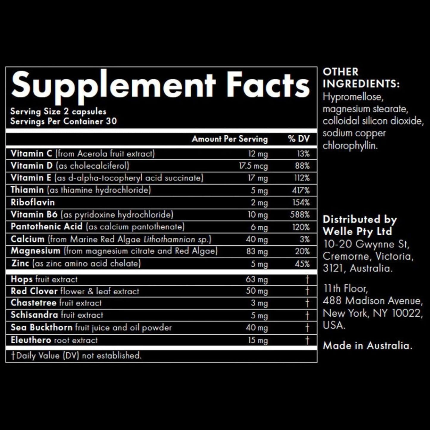 Menopause Supplement for Women | Hormone Balance Support with Vitex, B Vitamins, Red Clover | Helps Night Sweats, Hot Flashes | 60 Capsules | WelleCo The Goddess Elixir