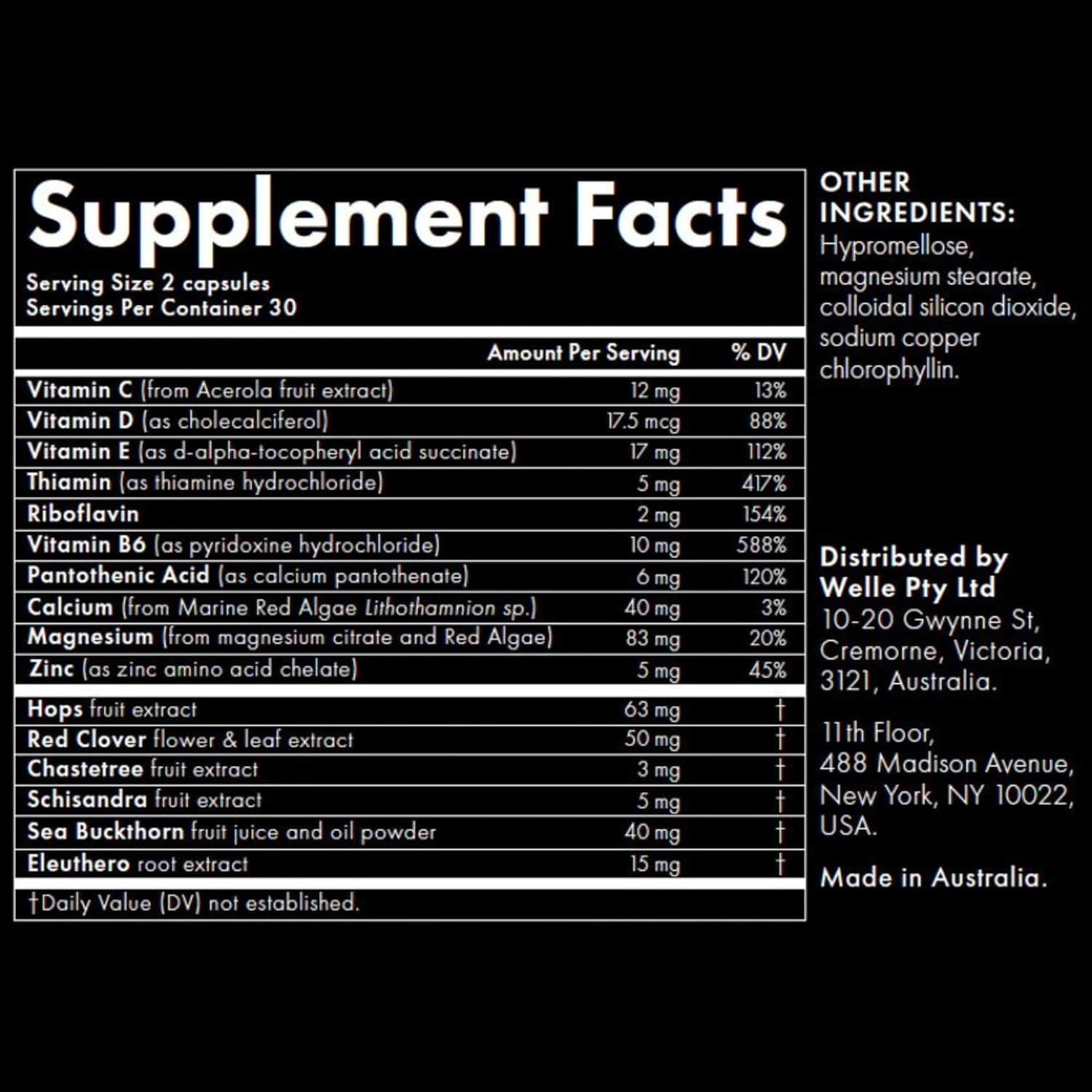 Menopause Supplement for Women | Hormone Balance Support with Vitex, B Vitamins, Red Clover | Helps Night Sweats, Hot Flashes | 60 Capsules | WelleCo The Goddess Elixir