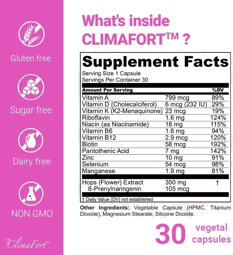 Menopause Support Capsules for Women - Dietary Supplement for Hormone Balance