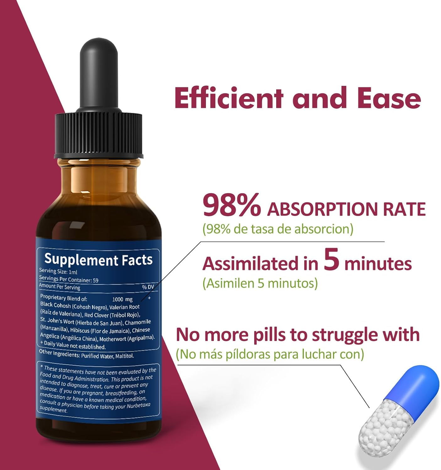 Menopause Support Drops with Black Cohosh & Valerian for Hot Flashes & Night Sweats - 2oz