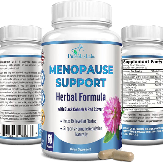 Menopause Support for Women - Natural Supplement for Hormonal Balance, Hot Flash Relief - 60 Capsules with Black Cohosh & Dong Quai