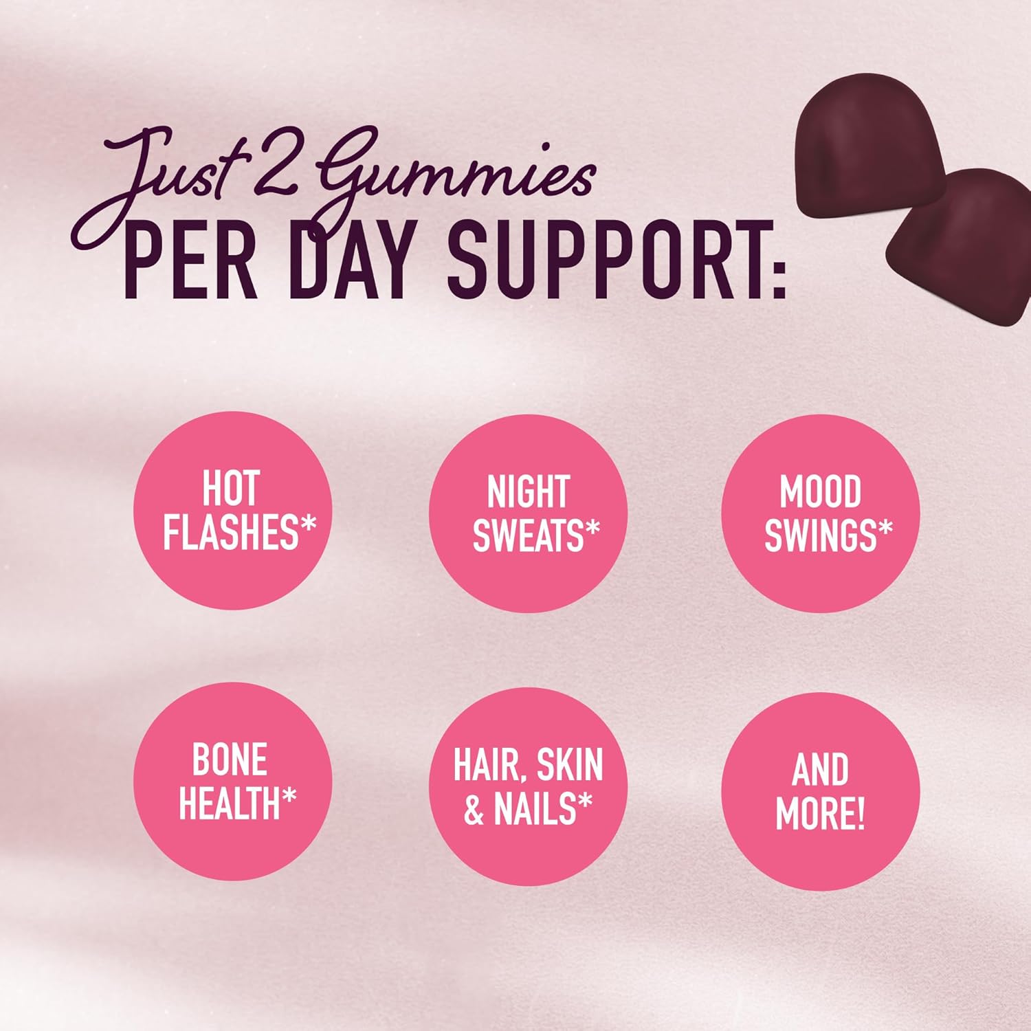 Menopause Support Gummies for Hormone Balance & Symptom Relief | Phytoestrogen Soy Extract, Vitamin D3, PABA, Biotin | Vegetarian & Gluten-Free | 60ct.