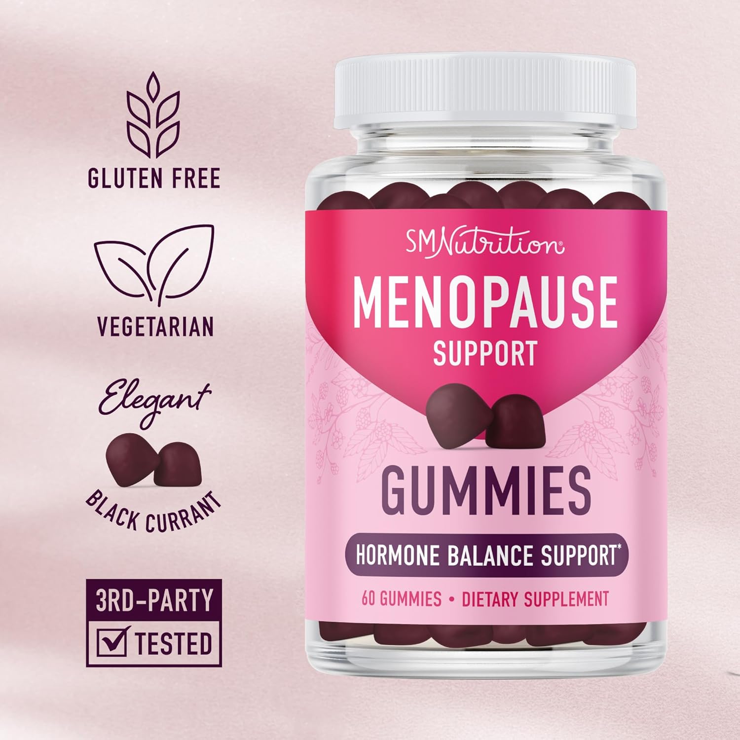 Menopause Support Gummies for Hormone Balance & Symptom Relief | Phytoestrogen Soy Extract, Vitamin D3, PABA, Biotin | Vegetarian & Gluten-Free | 60ct.