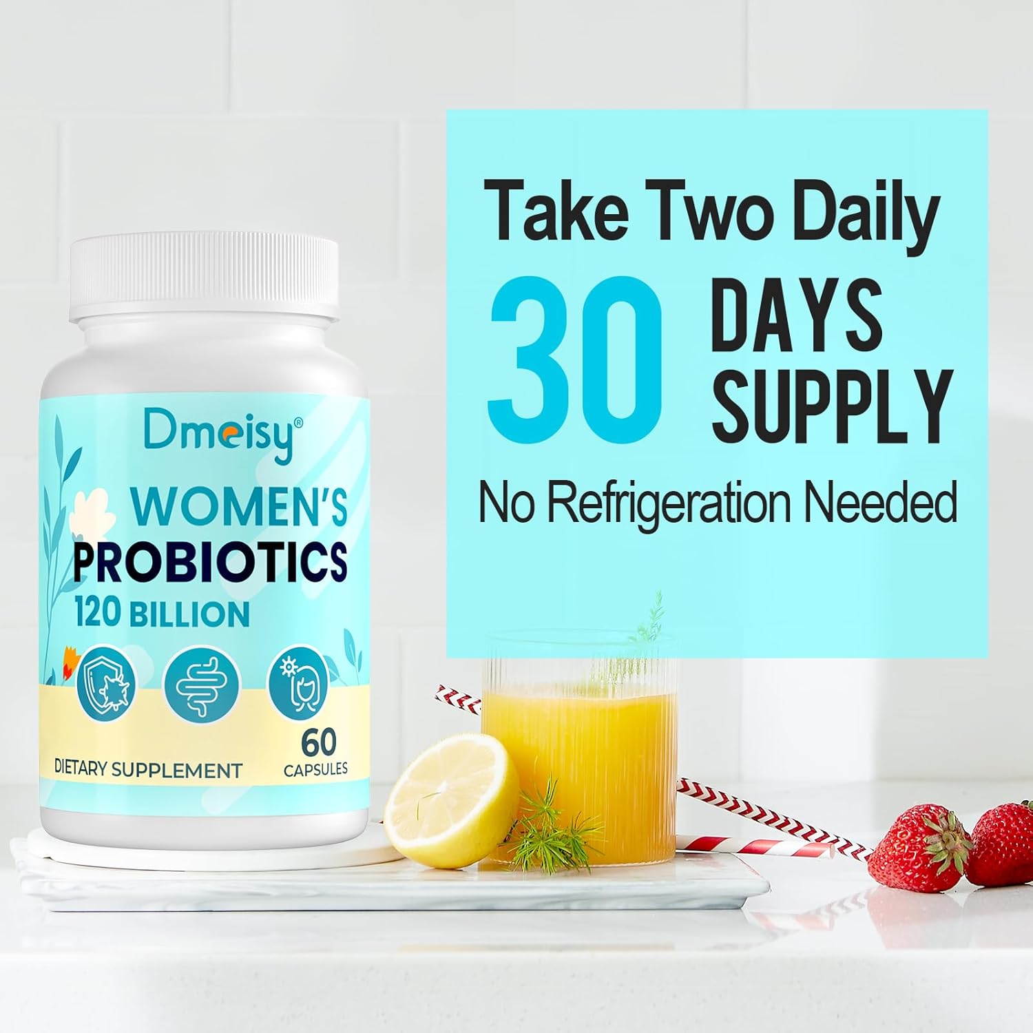 Menopause Support Probiotic with 120 Billion CFU - Natural Supplement for Women, Hot Flashes, Night Sweats, Mood Swings, Hormone Balance, Gut & Immune Health - 120 Capsules