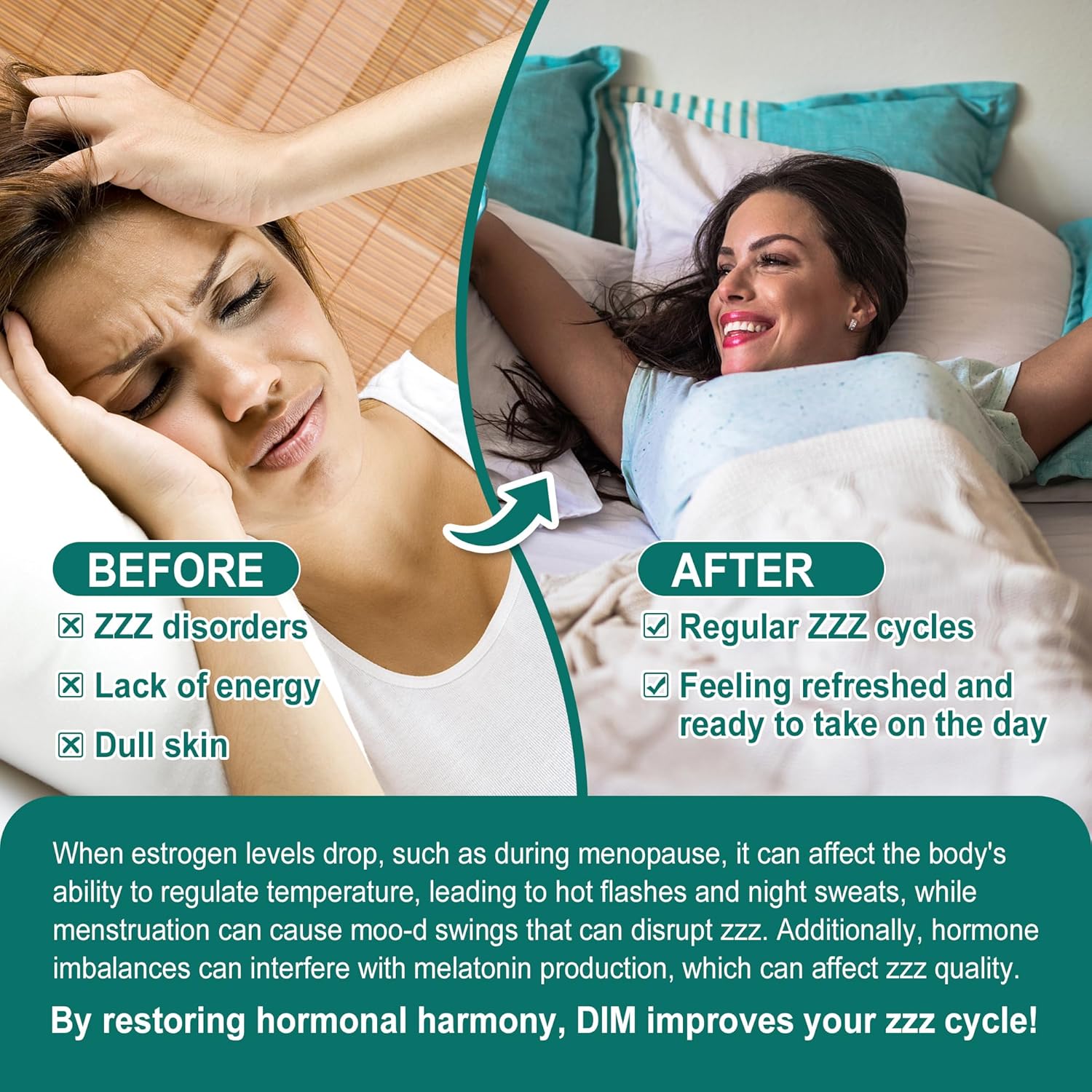 Menopause Support Supplement 200mg/400mg for Hot Flashes, Mood Swings, Disturbed Sleep - Hormone Balance, PMS & PCOS Relief - Estrogen Supplement with DIM SGS & Dong Quai