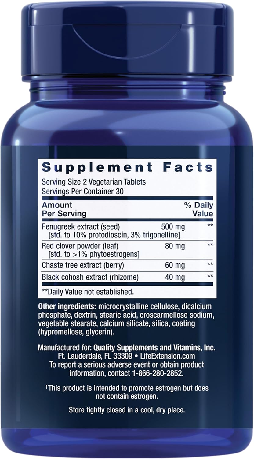 Menopause Support Supplement for Hormone Balance - Life Extension Estrogen Balance Elite, 60 Tablets, Gluten-Free, Non-GMO, Vegetarian