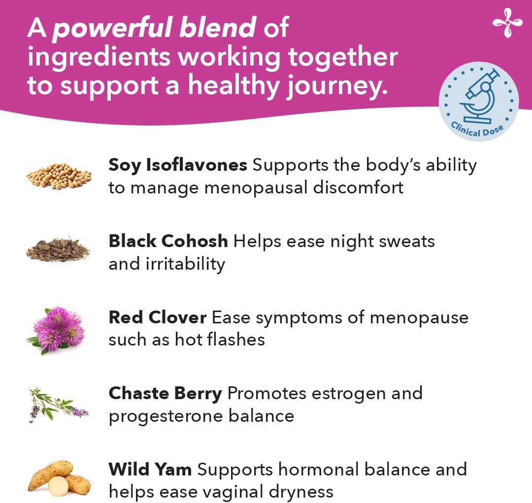 Menopause Support Supplement for Hot Flashes, Hormone Imbalance & Night Sweats - Nourishing Tissue with Sage, Chasteberry, Soy Isoflavones & Black Cohosh - 60 Capsules by LifeSeasons