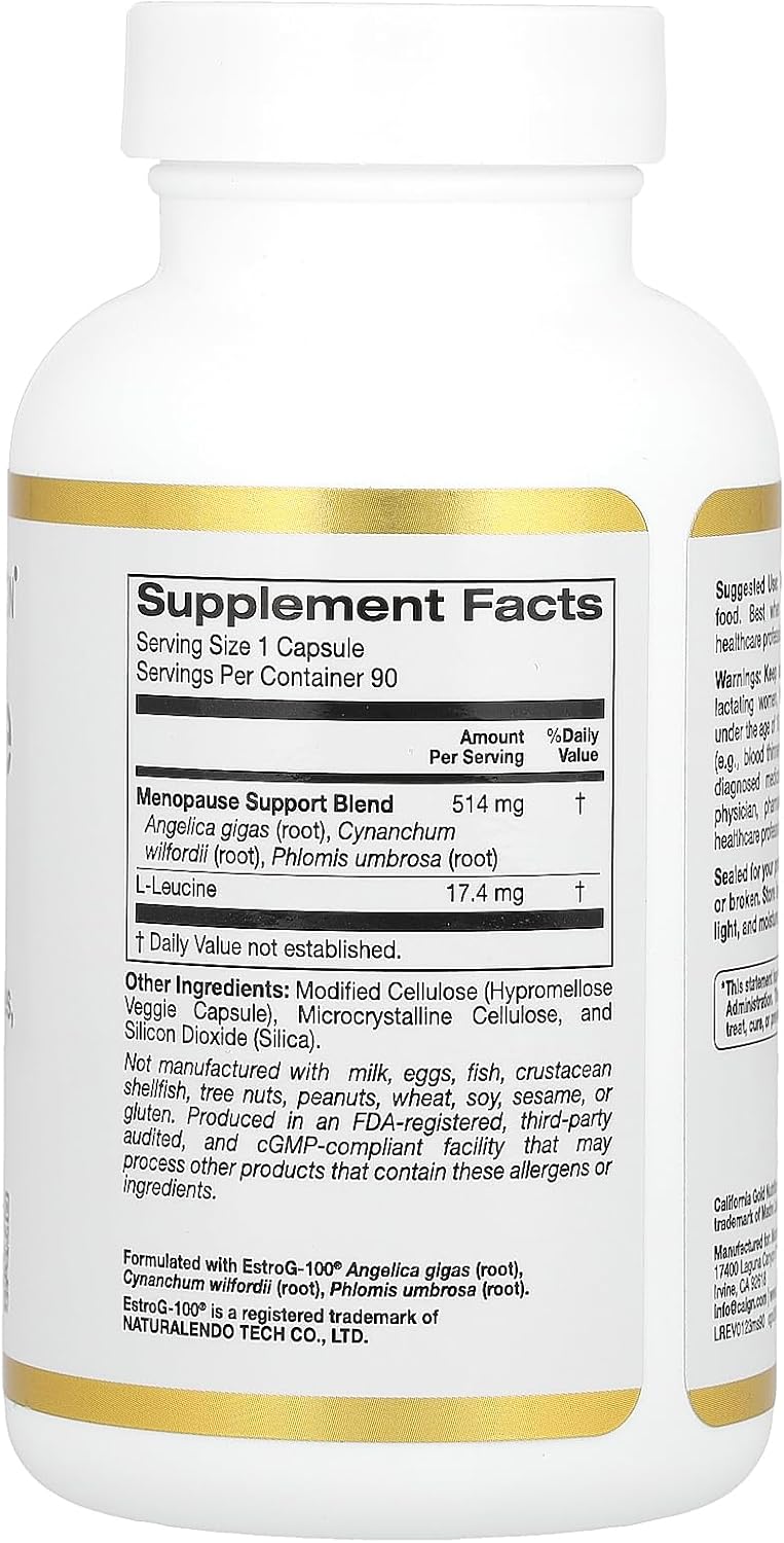 Menopause Support Supplement for Women - 90 Veggie Capsules by California Gold Nutrition