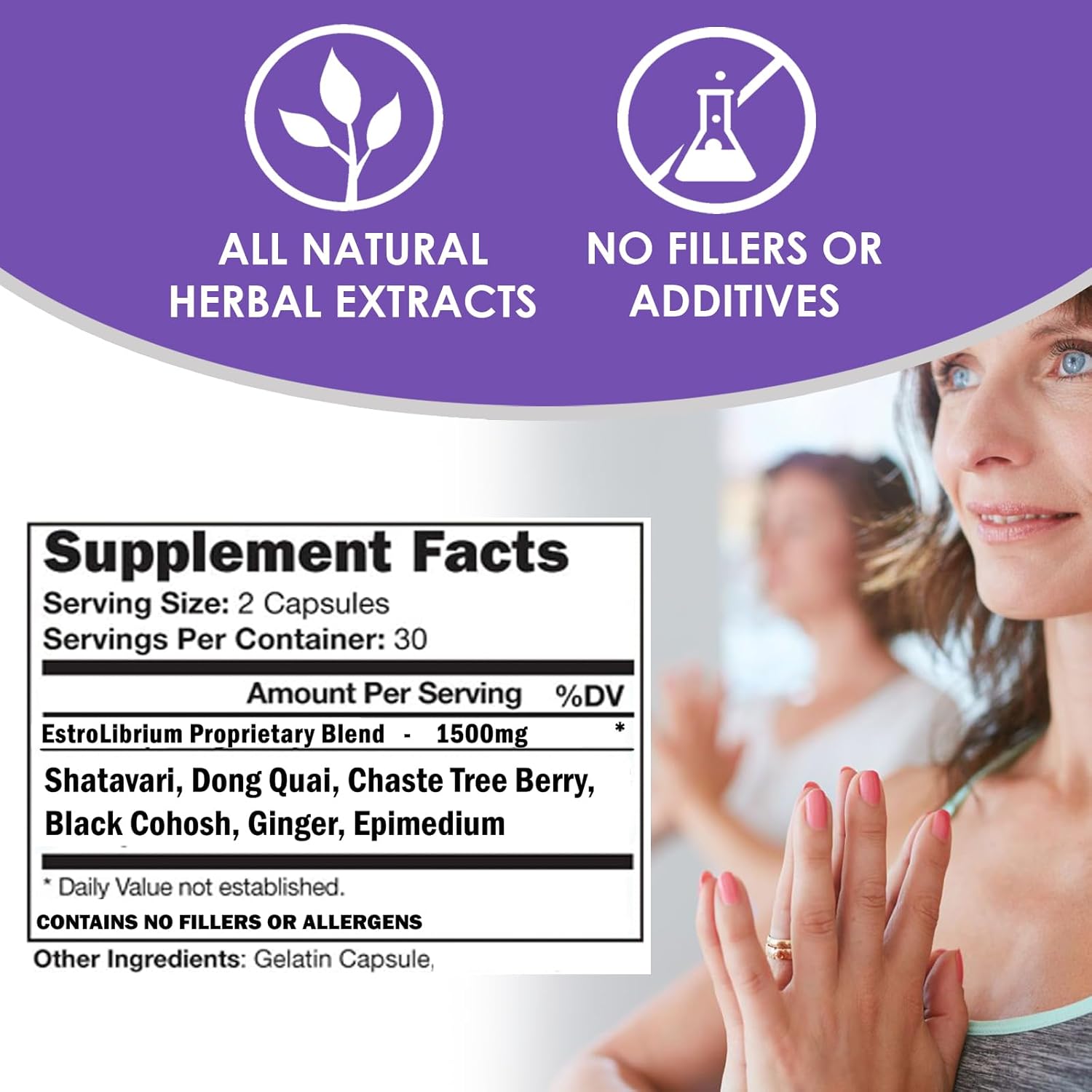Menopause Support Supplement for Women - Hormone Balance with Black Cohosh, Shatavari, Chaste Tree Berry, Dong Quai - 60 Capsules