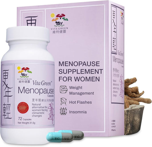 Menopause Support Supplement for Women - Natural Relief for Hot Flashes & Night Sweats - Promotes Healthy Skin & Hair - 72 Capsules