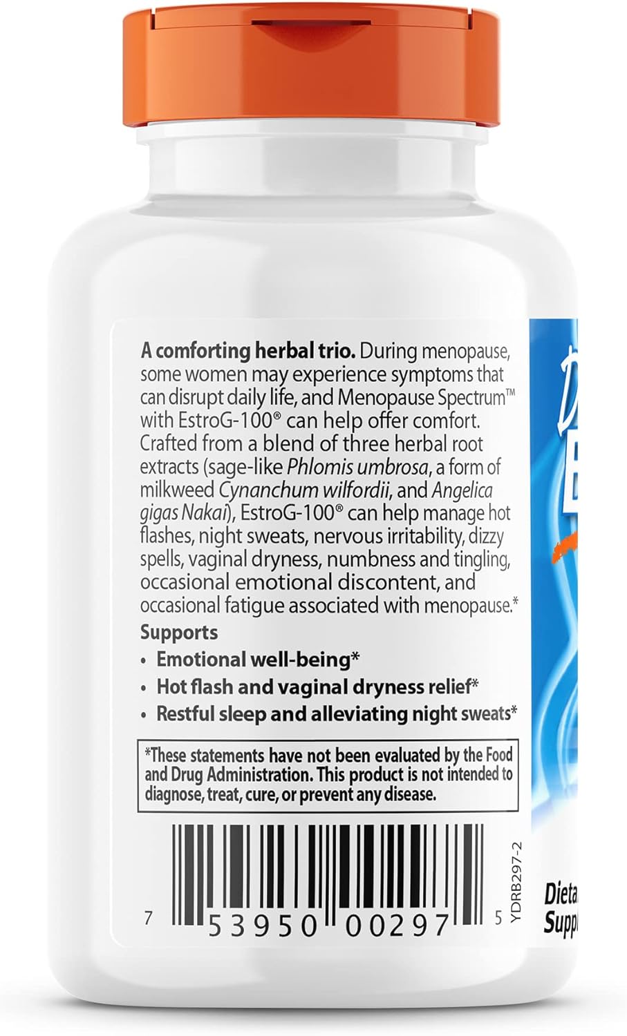 Menopause Support Supplement with EstroG-100 - Non-GMO, Vegan, Gluten Free - 30 Veggie Caps