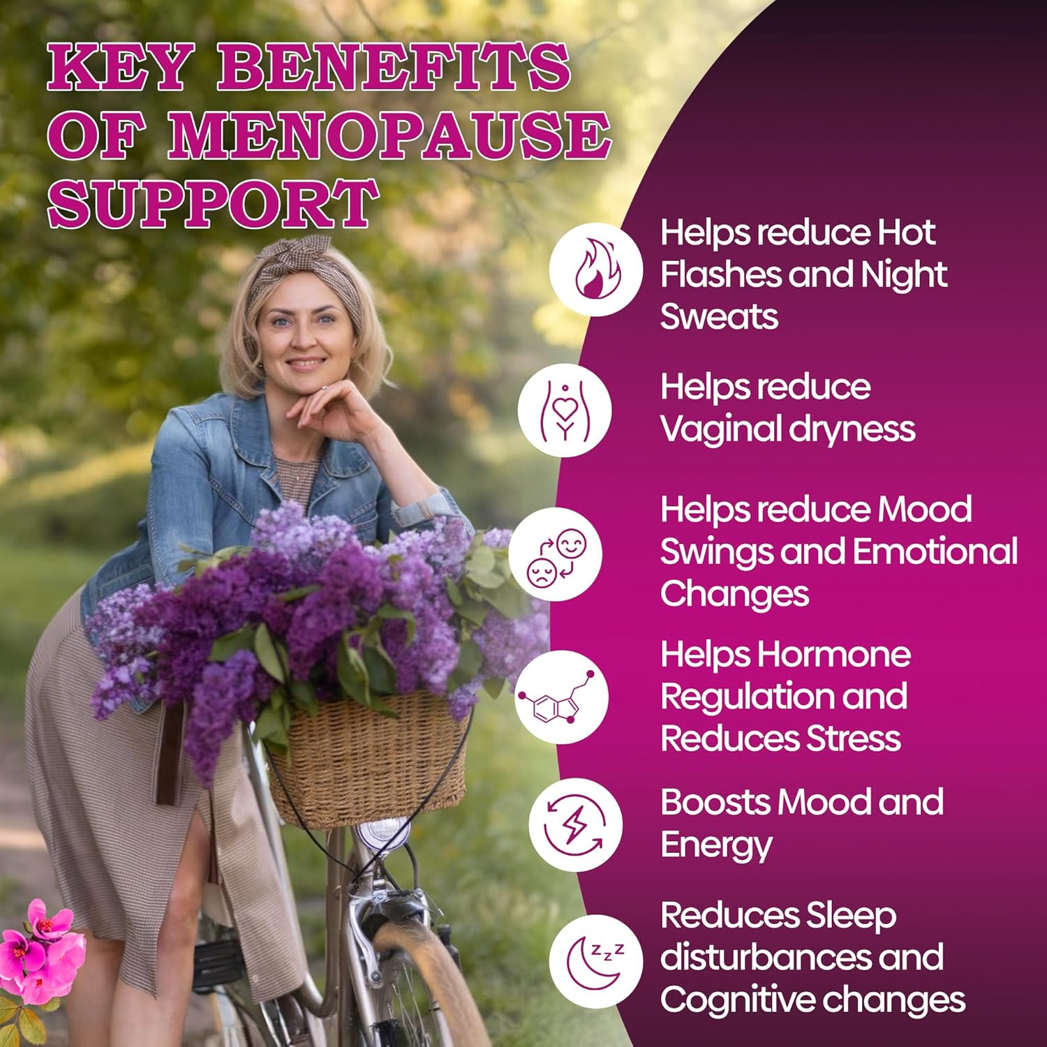 Menopause Support Supplement with Probiotics for Hot Flashes, Night Sweats, Hormone Balance, Mood Swings - 40Bn CFU