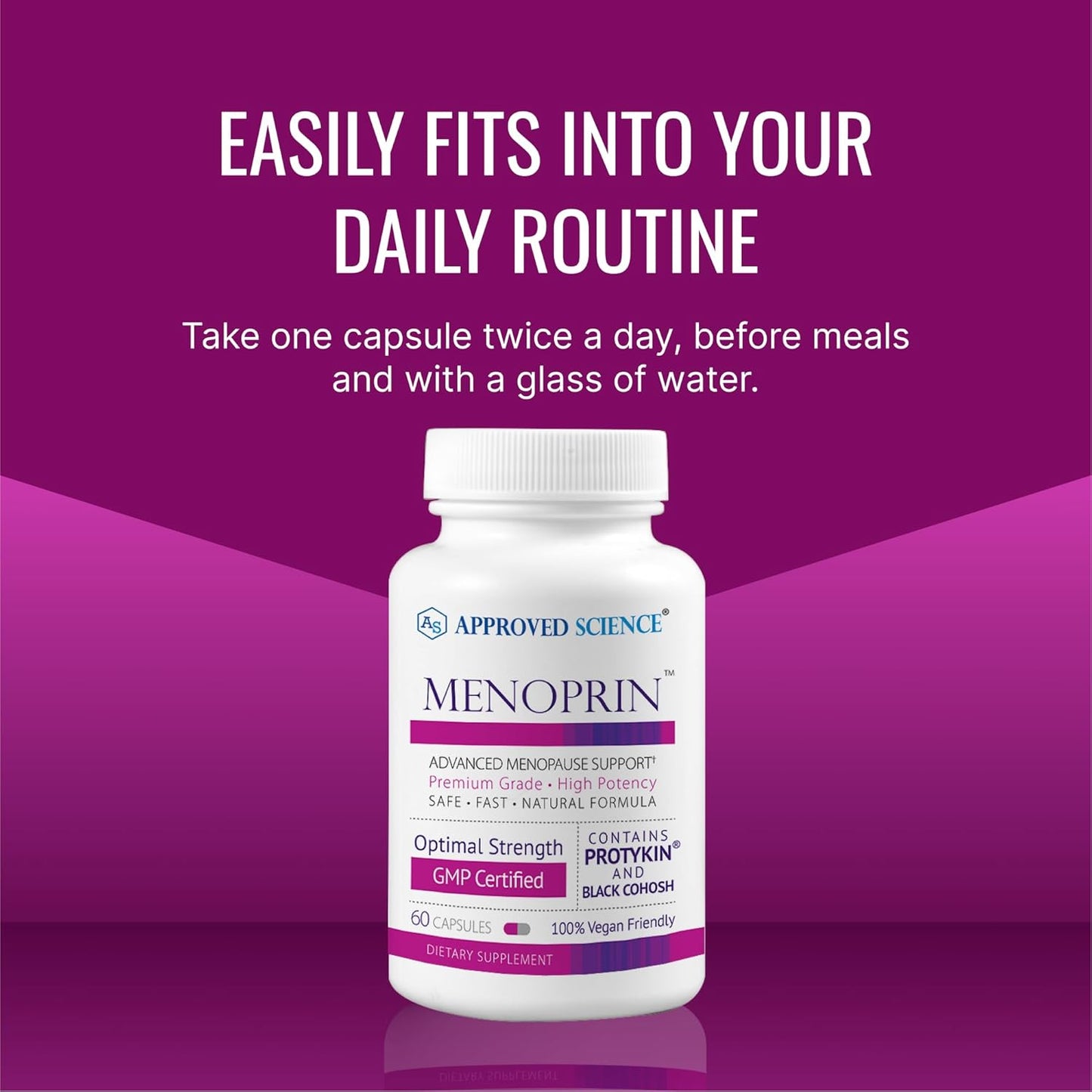 Menopause Support Supplement with Protykin, Rhodiola Rosea, Black Cohosh - 180 Vegan Capsules