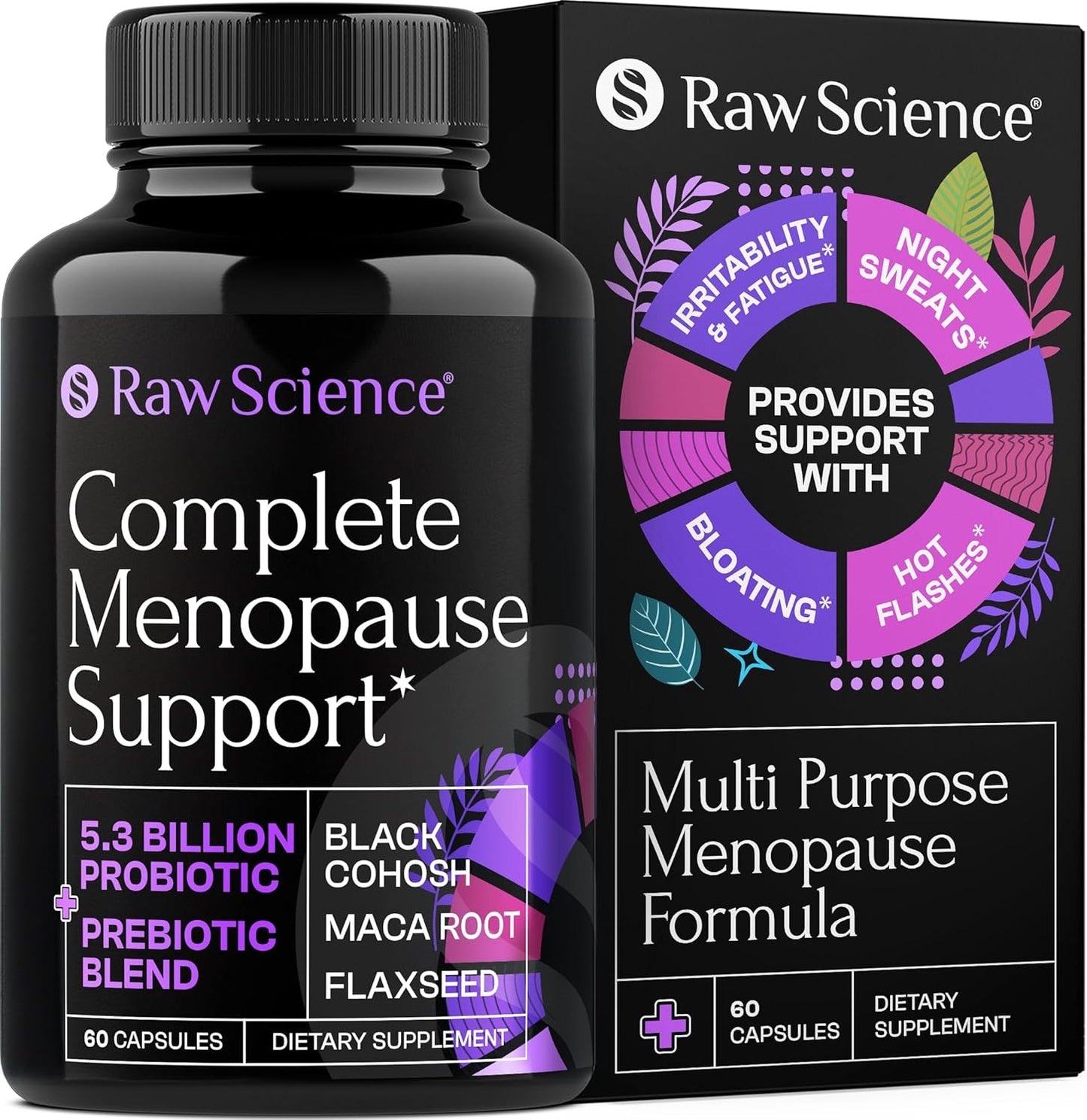 Menopause Support Supplements for Women - Black Cohosh for Hot Flashes & Night Sweats - Hormone Balance with DIM, Vitex, Dong Quai - Vaginal Health - 60 Capsules