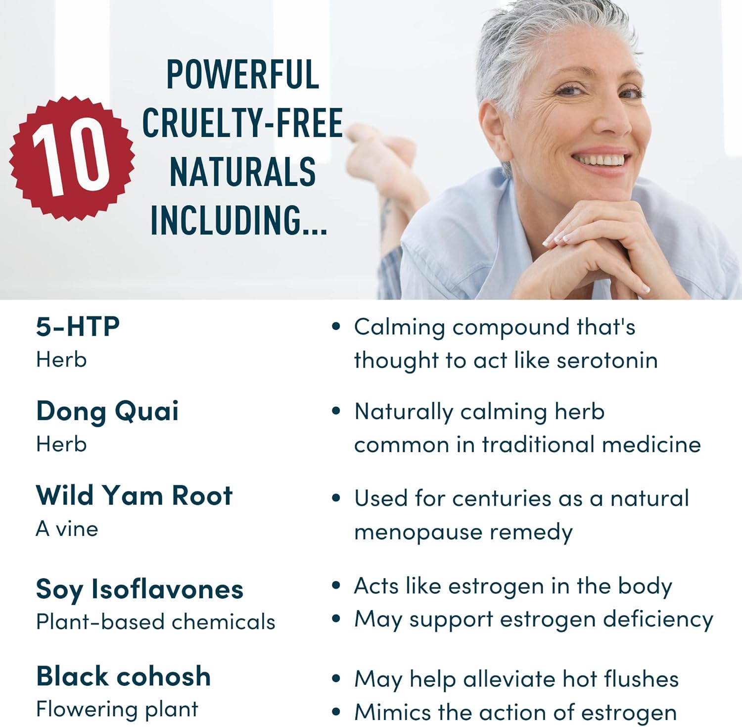 Menopause Support Supplements with 5-HTP, Dong Quai & Black Cohosh - Relief for Hot Flashes & Night Sweats - 90 Capsules for Women in Pre Menopause, Perimenopause & Meno Pause