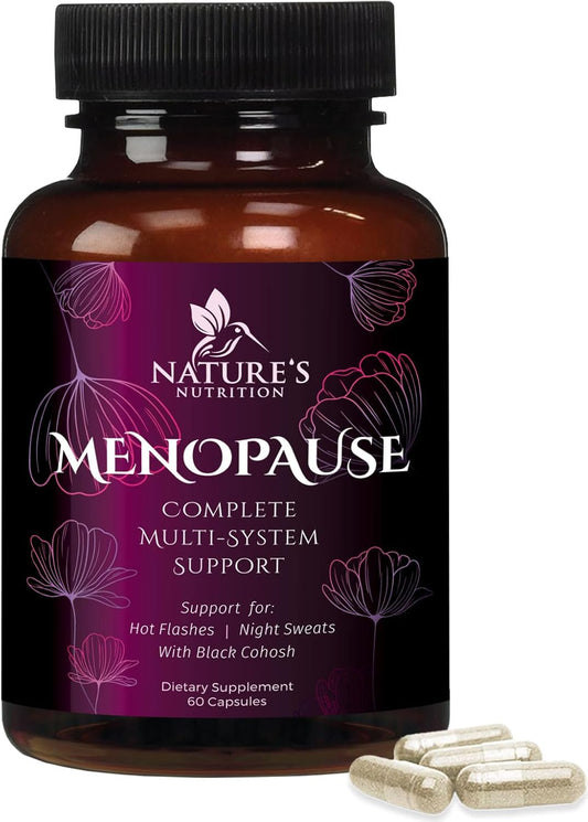 Menopause Support Vitamins - Relief for Hot Flashes & Night Sweats, Natural Balance Aid, Non-GMO - 60 Capsules