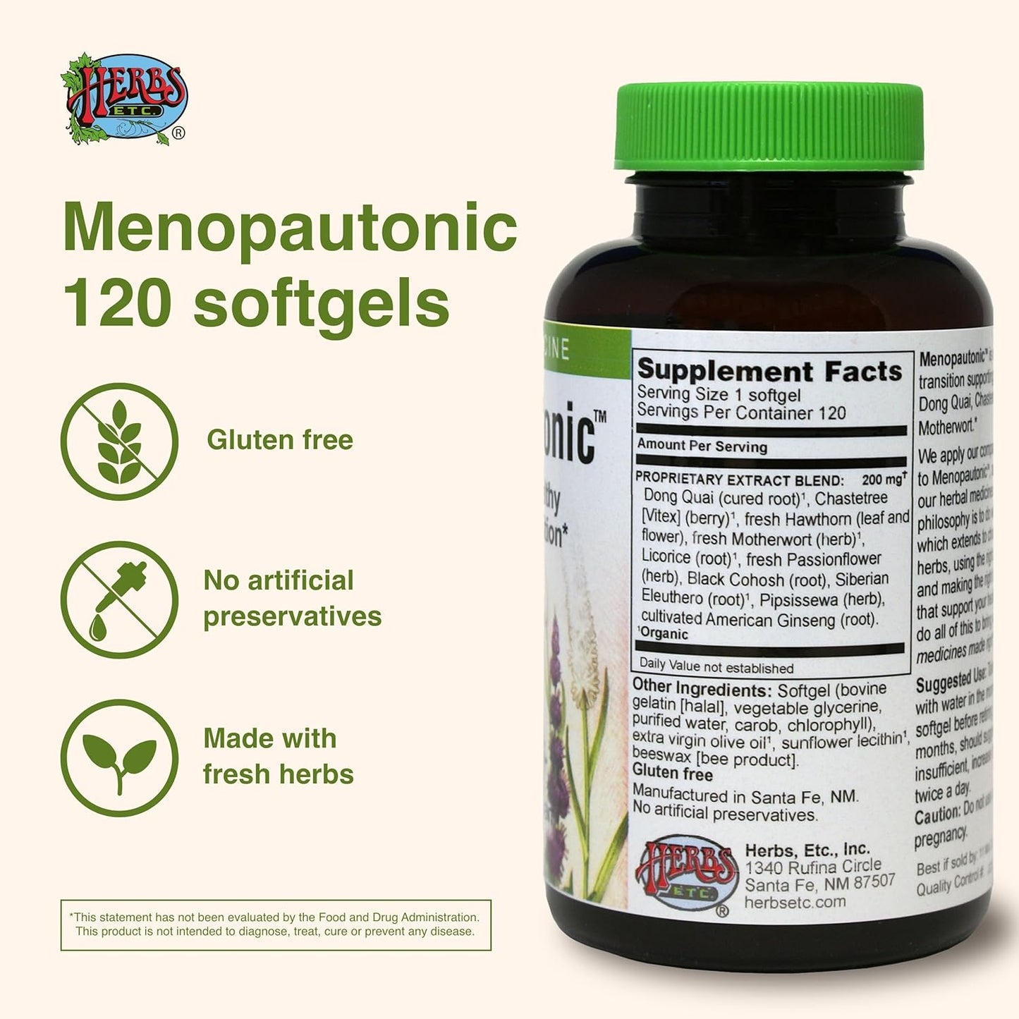 Menopautonic Softgels for Women - Hormonal Transition Support with Dong Quai & Motherwort - 120 Softgels
