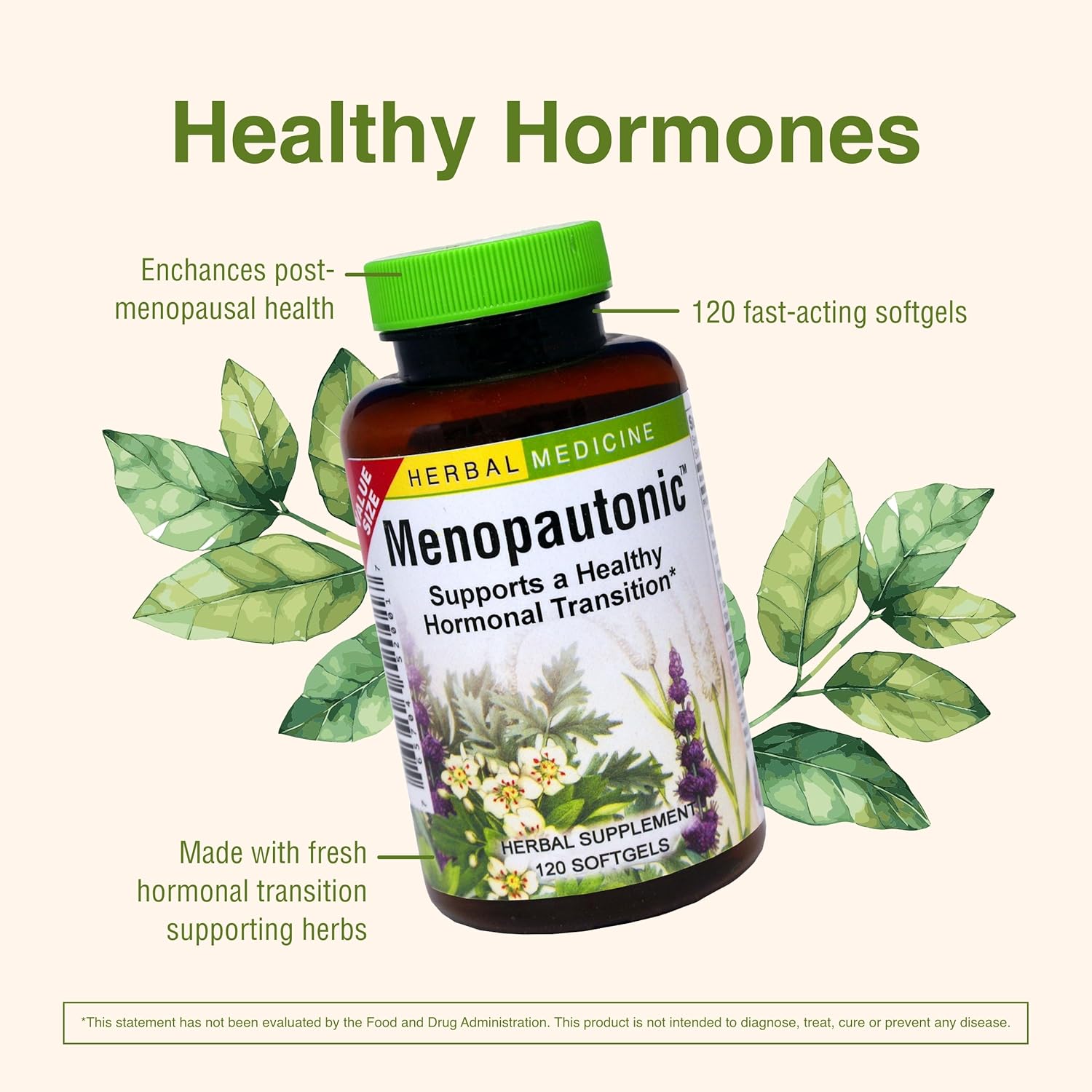 Menopautonic Softgels for Women - Hormonal Transition Support with Dong Quai & Motherwort - 120 Softgels