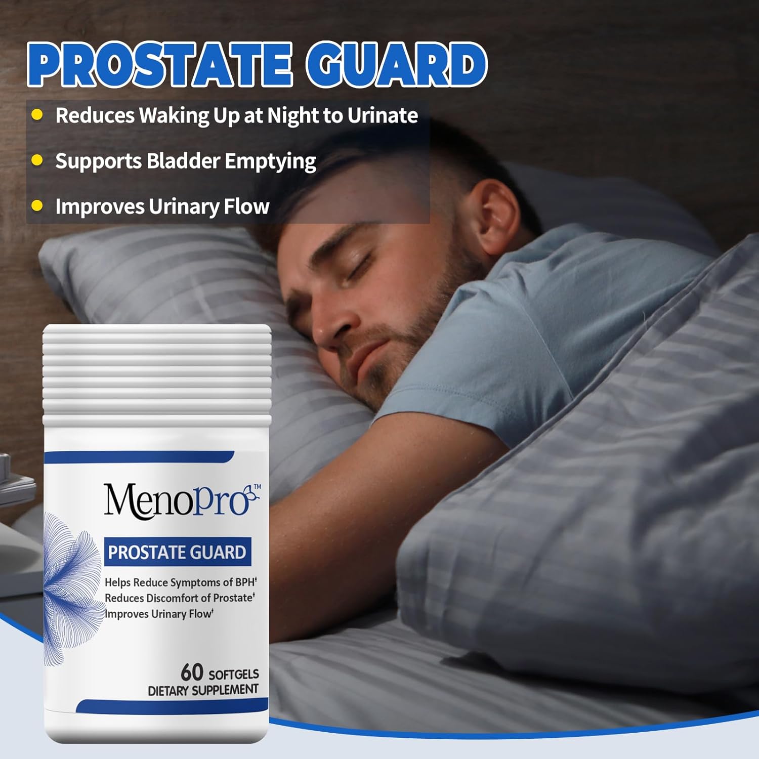 Menopro Prostate Guard Softgels - Supports Urinary Health with Boswellia, Saw Palmetto, Pygeum, Plant Sterols, Lycopene, Boron - 60 Day Supply, 60 ct.