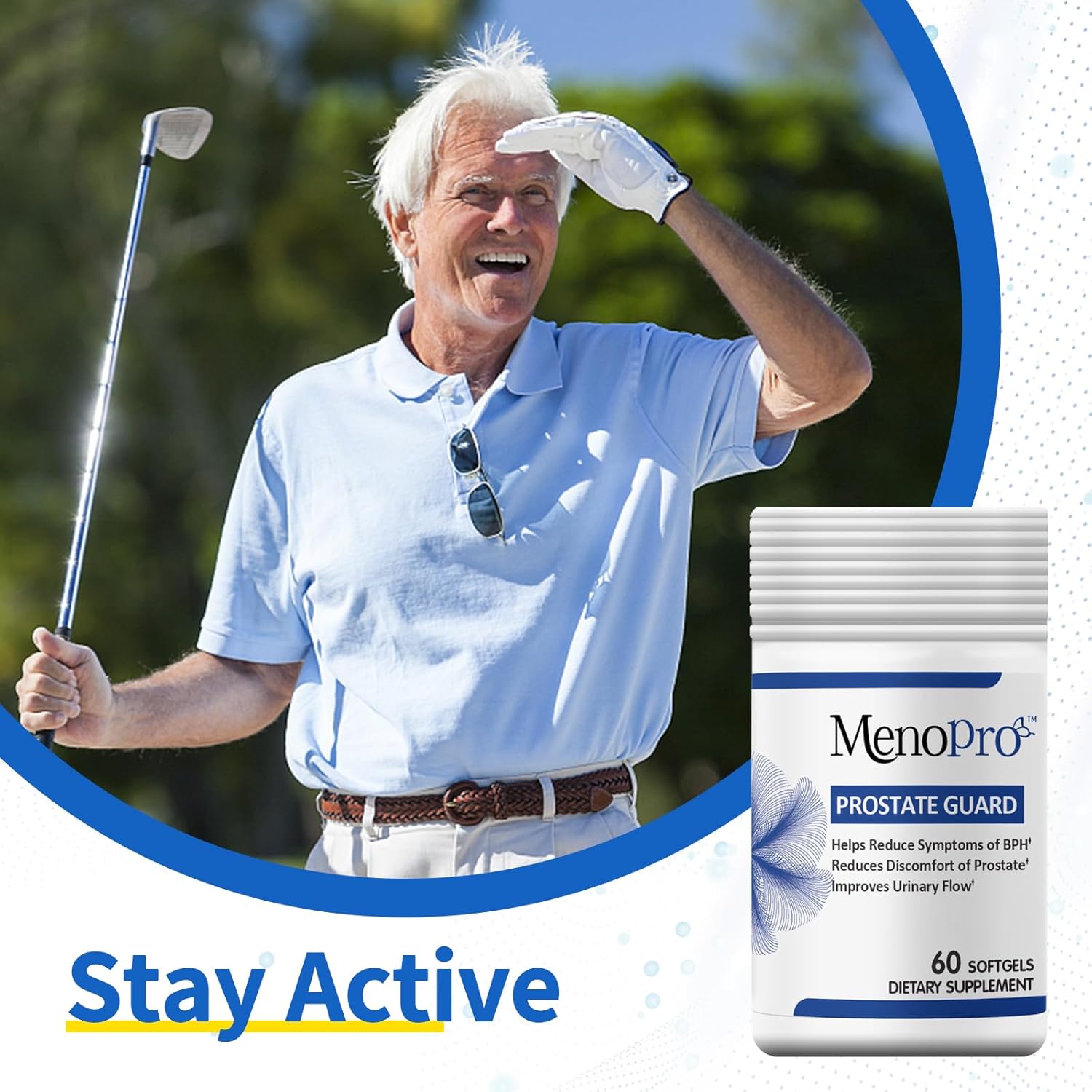 Menopro Prostate Guard Softgels - Supports Urinary Health with Boswellia, Saw Palmetto, Pygeum, Plant Sterols, Lycopene, Boron - 60 Day Supply, 60 ct.