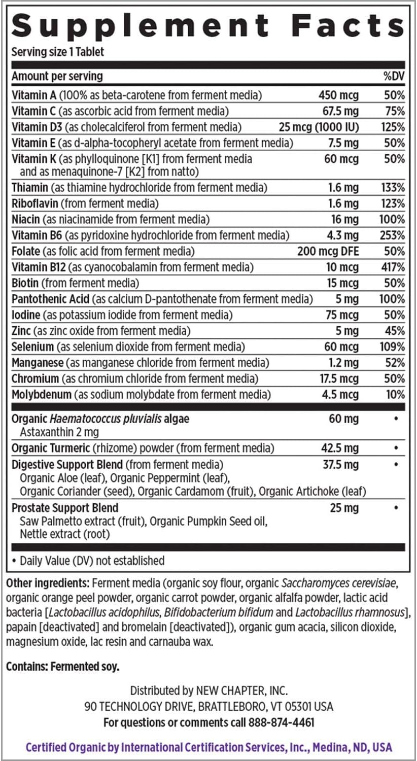 Men's 50+ Multivitamin with Probiotics, Whole Foods, and Astaxanthin - 90 ct