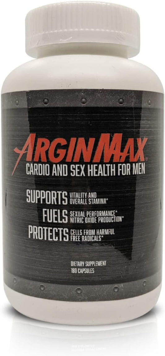 Men's ArginMax L Arginine Nitric Oxide Supplement - Boost Oxygen & Blood Flow, Non GMO Nitric Oxide Booster with Ginseng - 180 Capsules