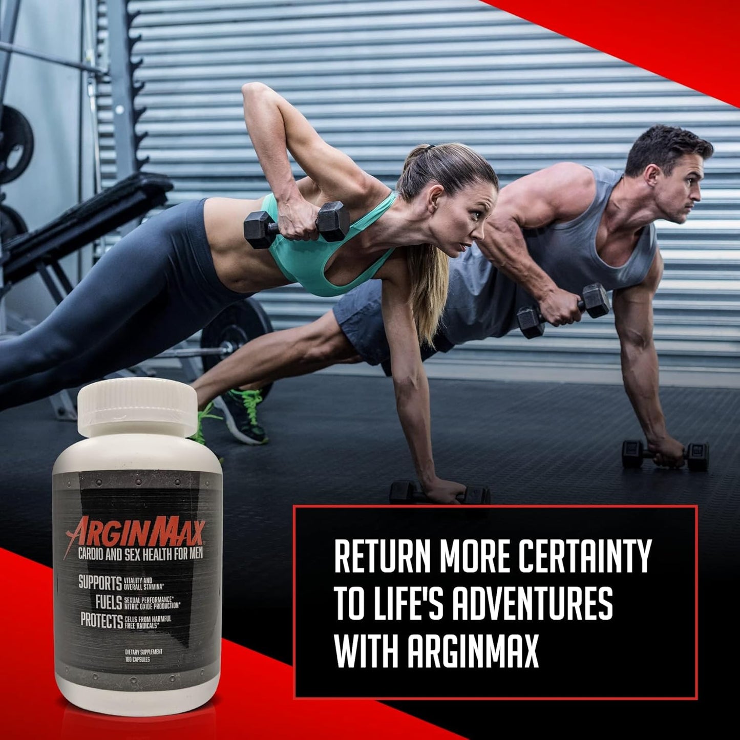 Men's ArginMax L Arginine Nitric Oxide Supplement - Boost Oxygen & Blood Flow, Non GMO Nitric Oxide Booster with Ginseng - 180 Capsules