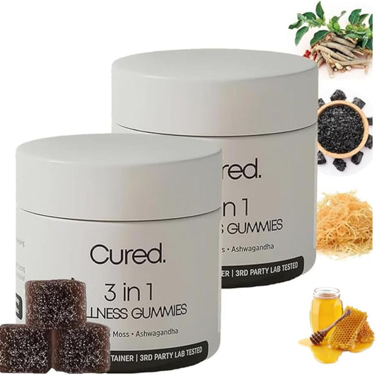 Men's Cured 3-in-1 Shilajit Gummies - Non-GMO Wellness Gummies (60-Day Supply)