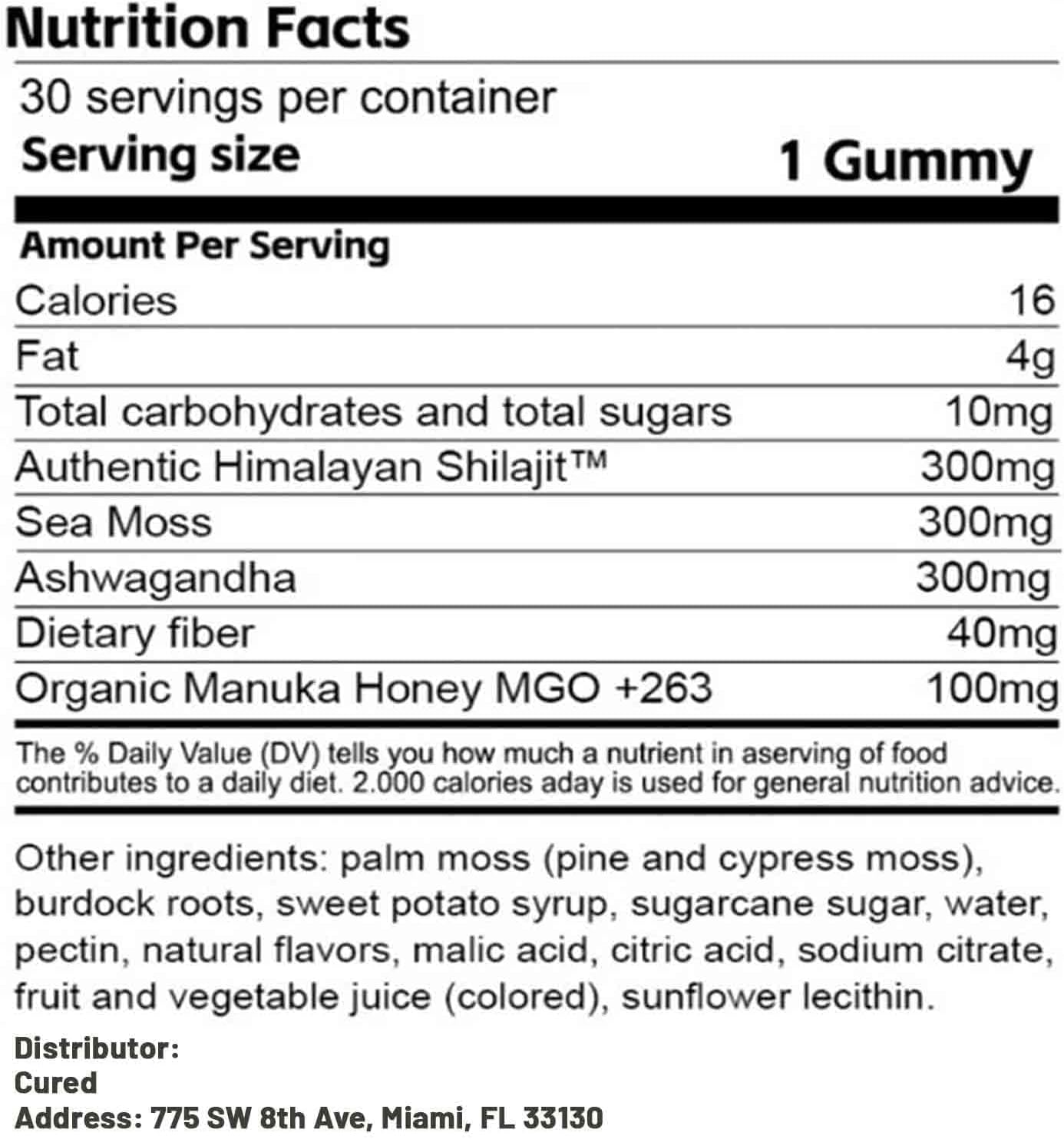 Men's Cured 3 in 1 Shilajit Gummies - Pure and Convenient 30 Day Supply