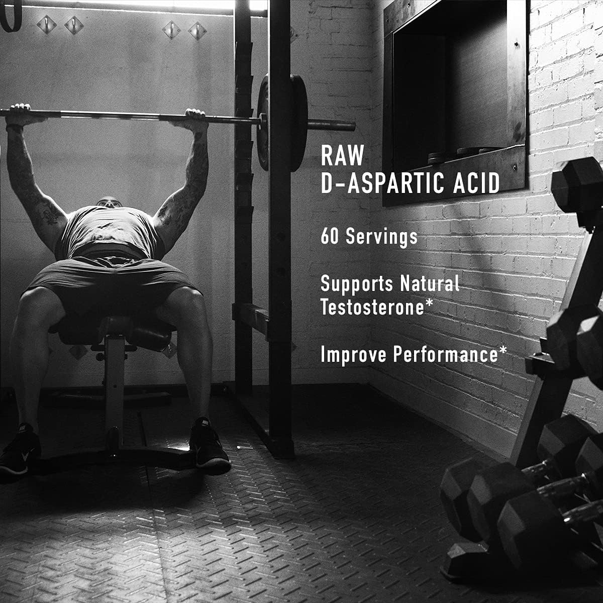 Men's D-Aspartic Acid Workout Powder - Boost Testosterone, Muscle Growth, Recovery & Strength - 180g