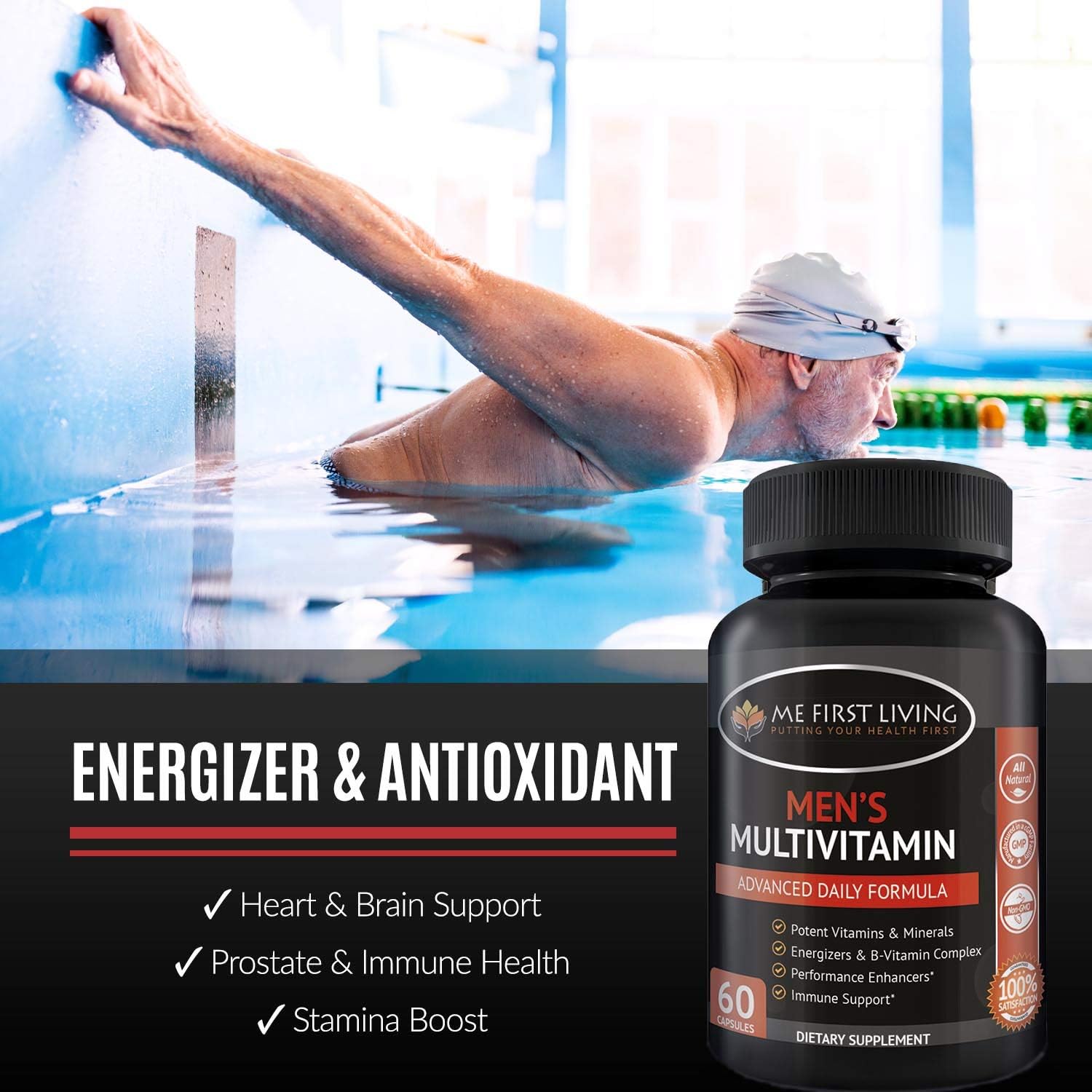 Men's Daily Multivitamin with Essential Nutrients - 60 Multivitamins for Energy and Immune Support