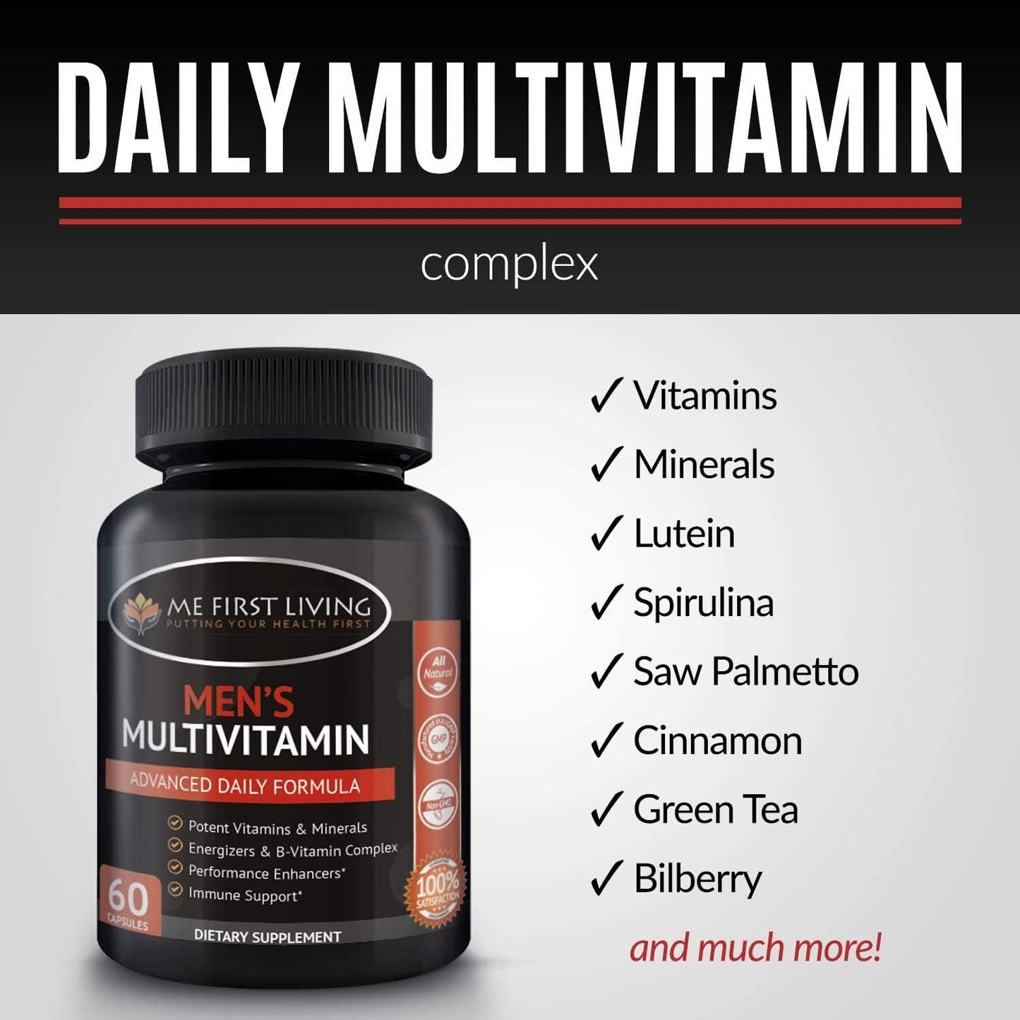 Men's Daily Multivitamin with Essential Nutrients - 60 Multivitamins for Energy and Immune Support