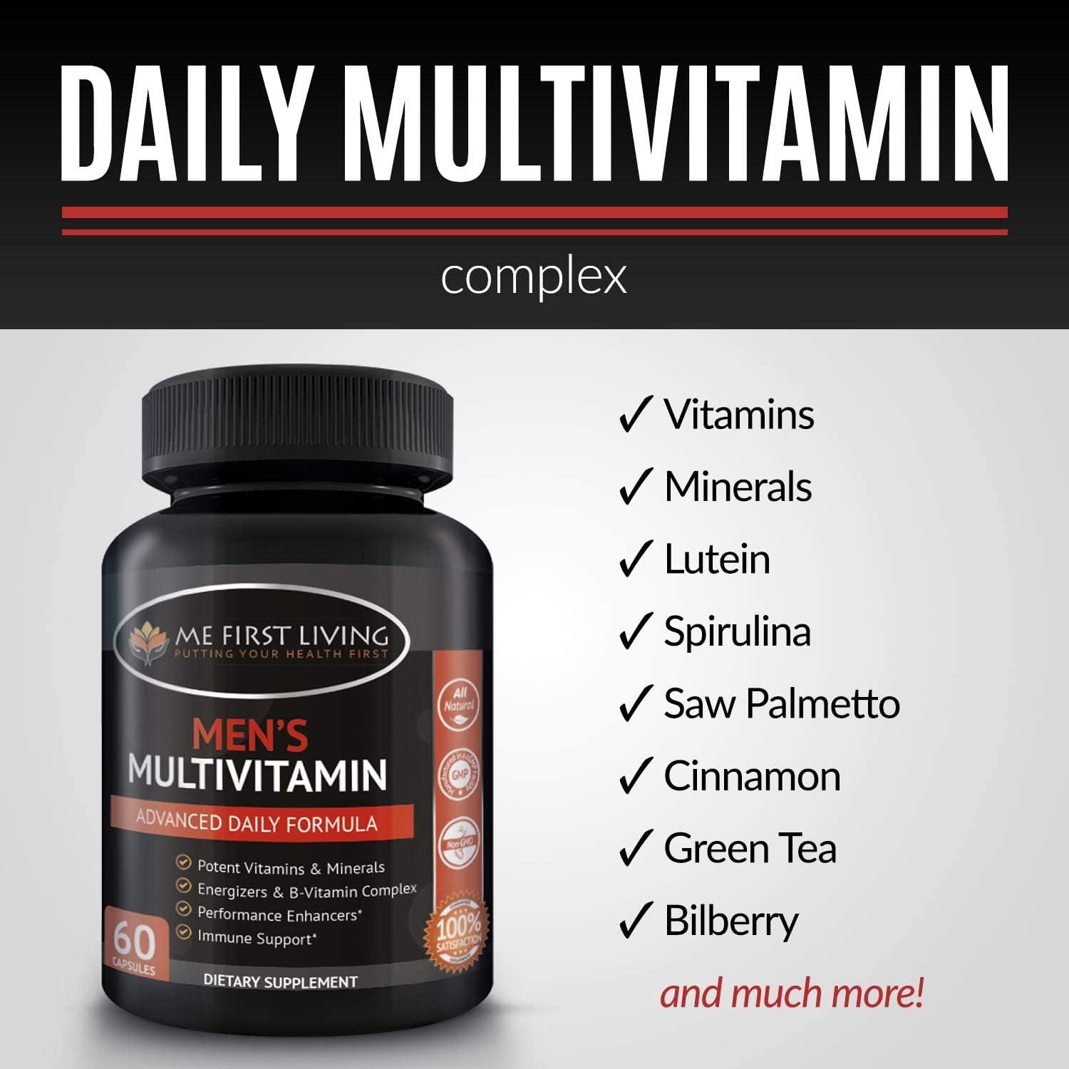 Men's Daily Multivitamin with Essential Nutrients - 60 Multivitamins for Energy and Immune Support