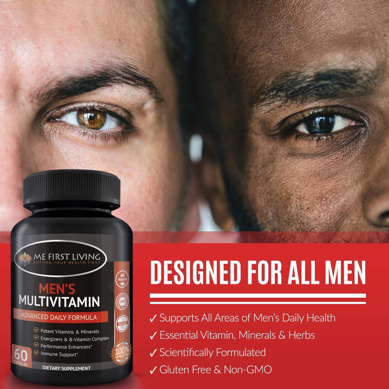 Men's Daily Multivitamin with Essential Nutrients - 60 Multivitamins for Energy and Immune Support