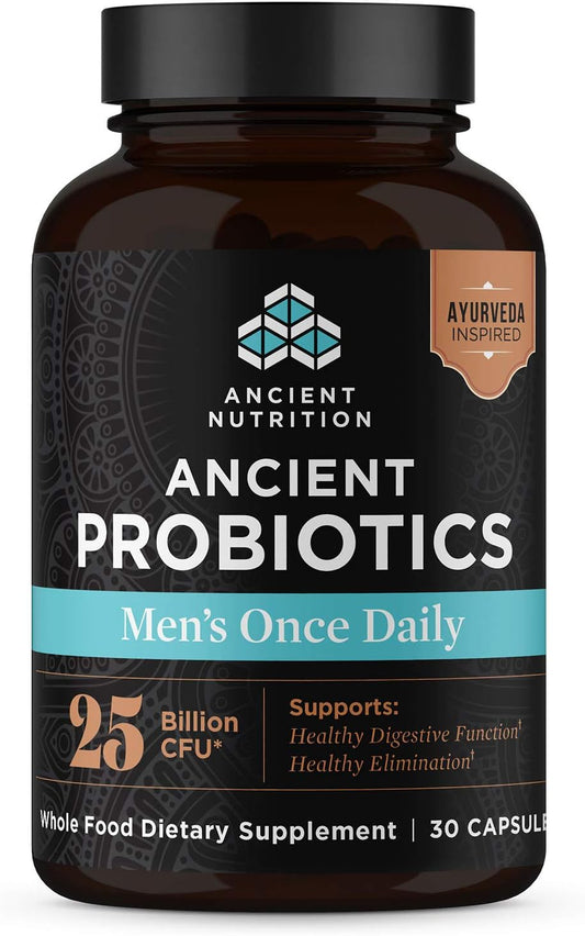 Men's Daily Probiotics for Digestive & Immune Support - 30ct, 25 Billion CFUs, Relief from Bloating, Gas, & Constipation, Gluten Free