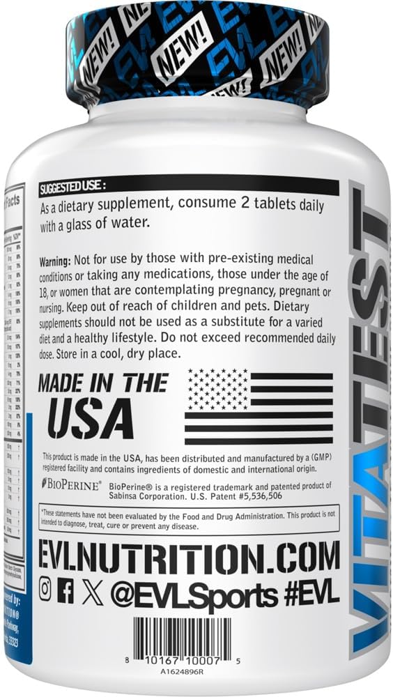 Men's Daily Vitamin & Testosterone Support Supplement - 90 Tablets - Bone, Eye & Immune Health