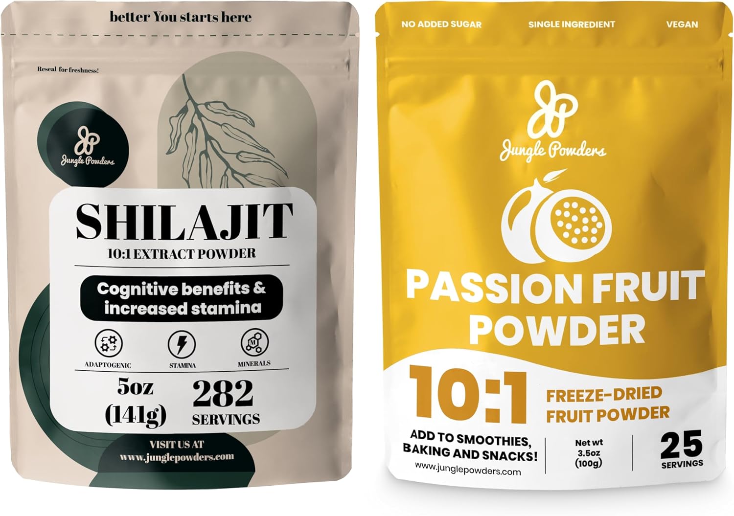 Men's Energy Support Bundle: 5oz Raw Shilajit & 3.5oz Passion Fruit Powder - Immune Boost, Baking, Smoothies