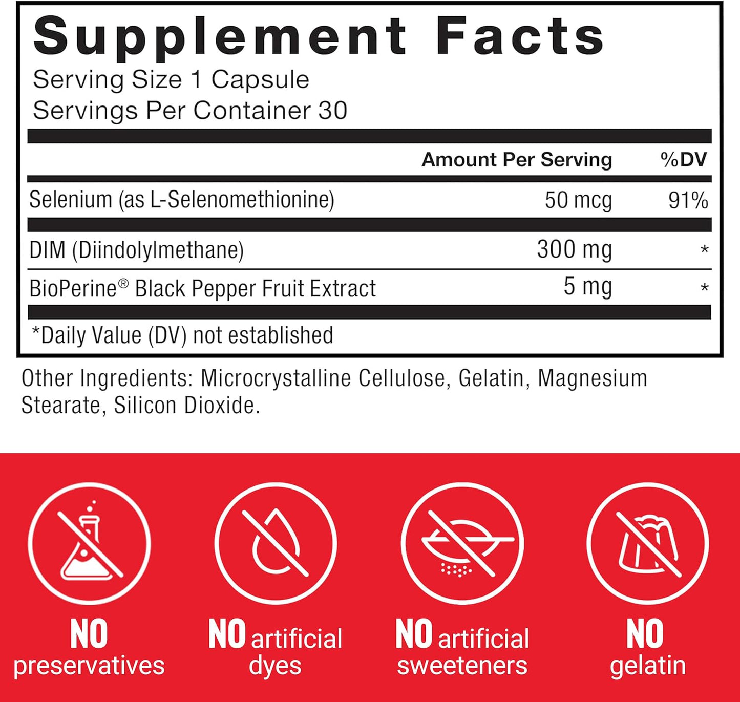 Men's Estrogen Reducing DIM Pills, Powerful Diindolylmethane Supplement for Fast Results, Enhanced Absorption, Natural Ingredients, 300mg, 30 Capsules