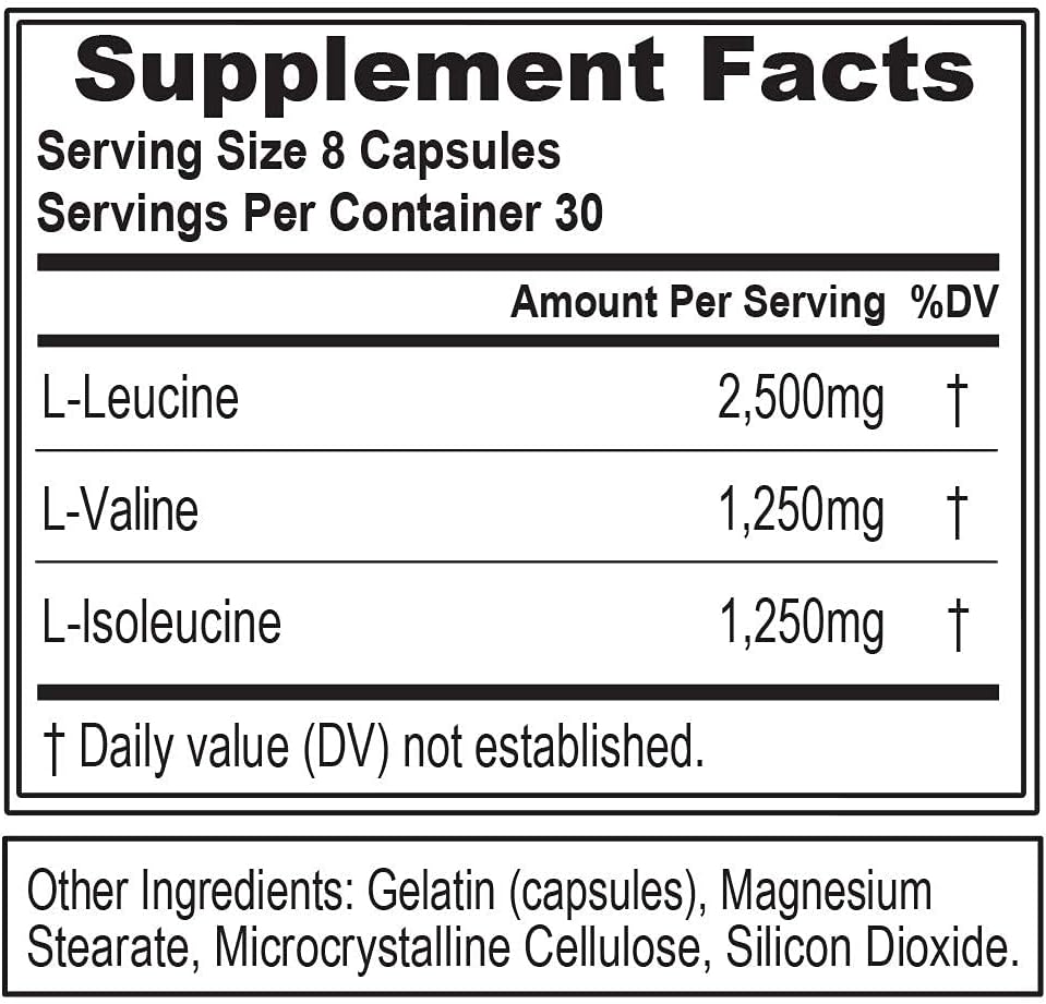 Men's EVL BCAA5000 Capsules - Post Workout Recovery & Lean Muscle Builder - 2:1:1 Ratio - 5g BCAAs - 30 Servings